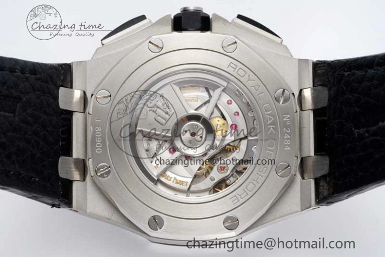 Royal Oak Offshore 44mm SS APF 1:1 Best Edition Gray Blue Dial on Black Leather Strap A3126
