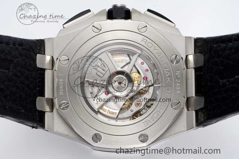 Royal Oak Offshore 44mm SS APF 1:1 Best Edition Gray Blue Dial on Black Leather Strap A3126
