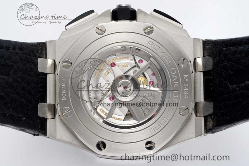 Royal Oak Offshore 44mm SS APF 1:1 Best Edition Gray Blue Dial on Black Leather Strap A3126