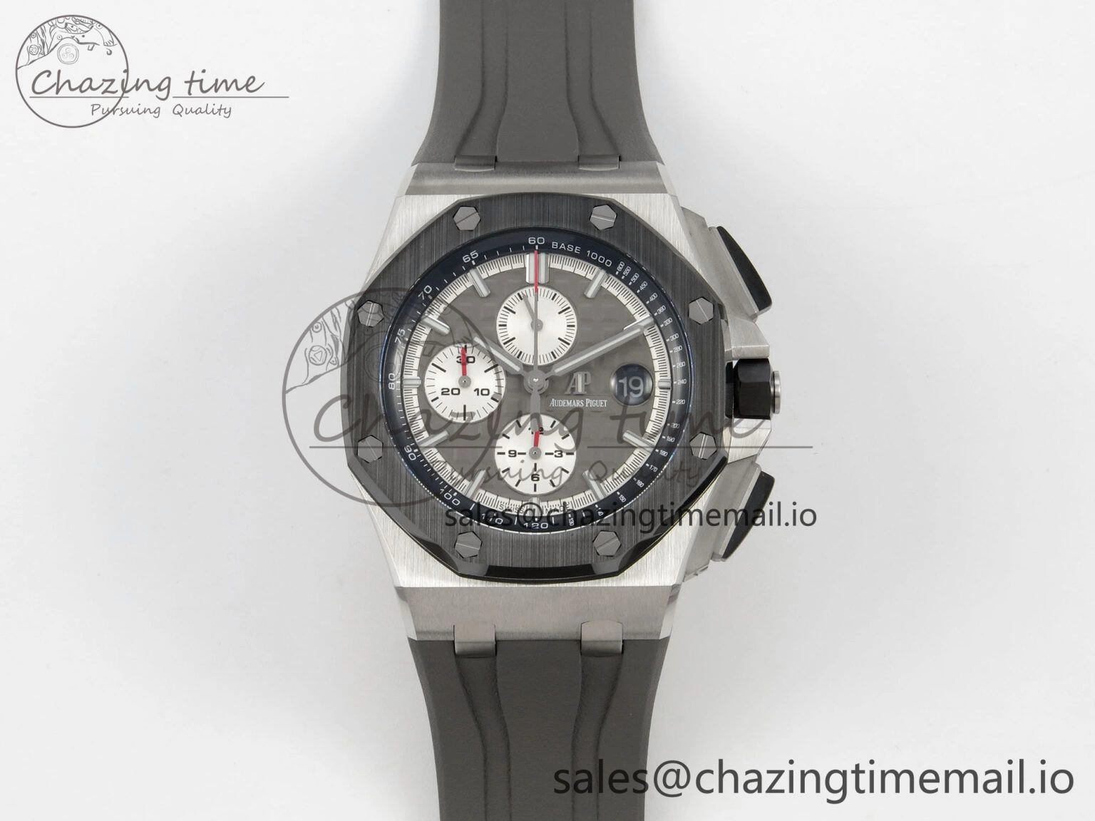 Royal Oak Offshore 44mm SS APPF Best Edition Gray White Dial Ceramic Bezel on Gray Rubber Strap SA3126