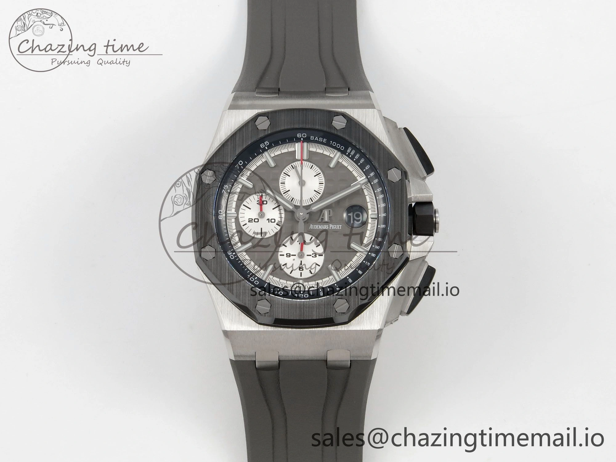 Royal Oak Offshore 44mm SS APPF Best Edition Gray White Dial Ceramic Bezel on Gray Rubber Strap SA3126