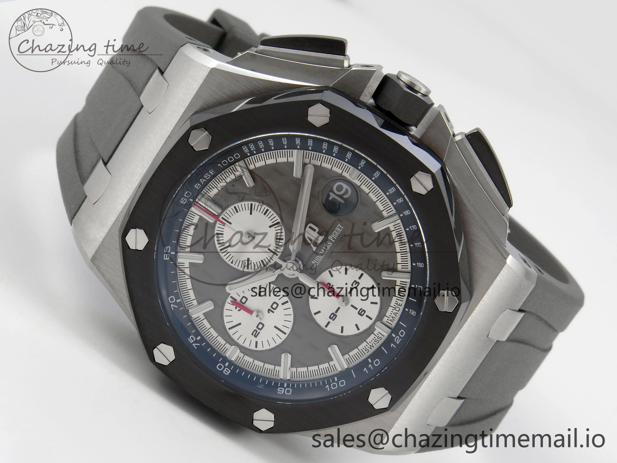 Royal Oak Offshore 44mm SS APPF Best Edition Gray White Dial Ceramic Bezel on Gray Rubber Strap SA3126