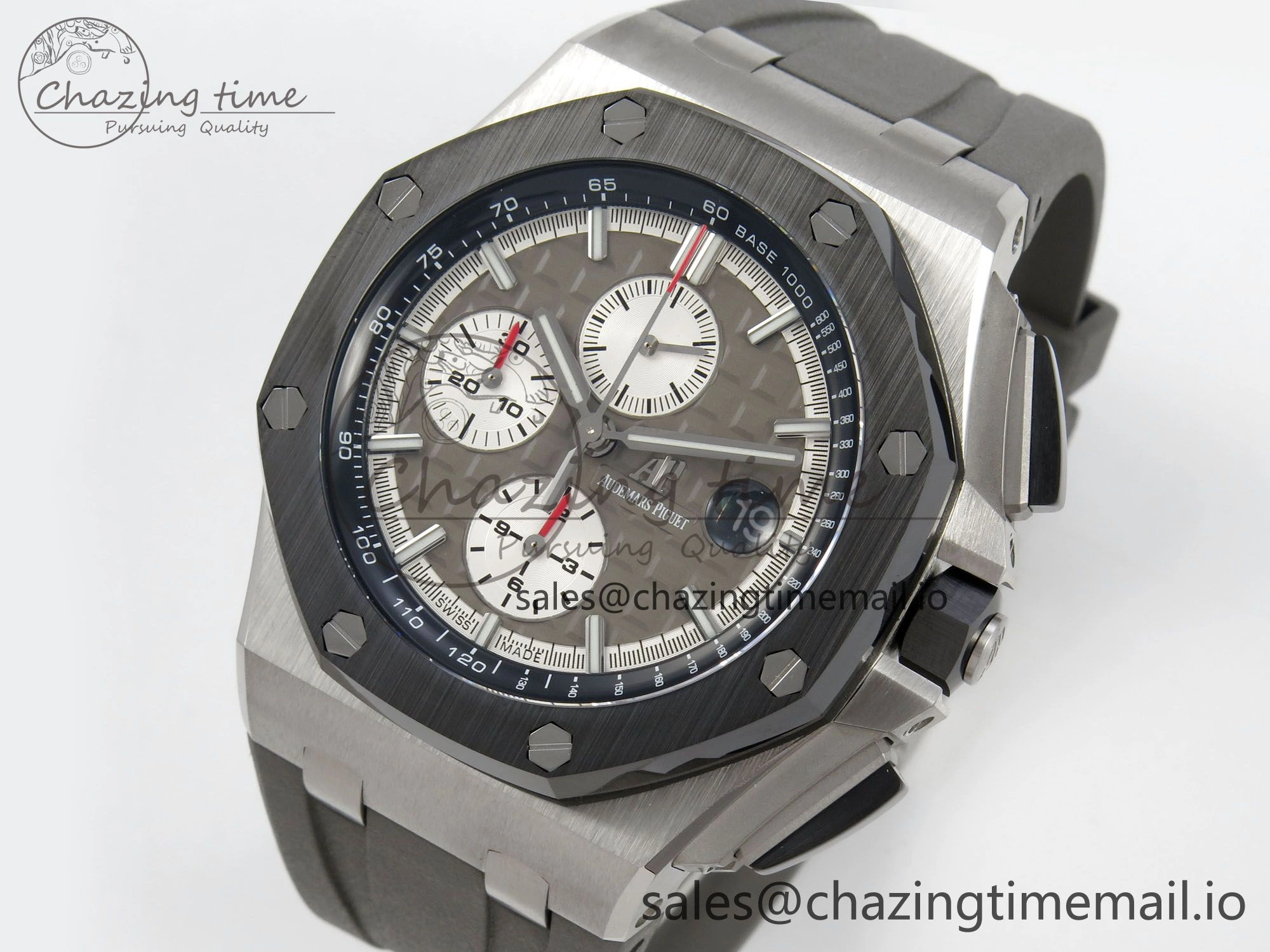 Royal Oak Offshore 44mm SS APPF Best Edition Gray White Dial Ceramic Bezel on Gray Rubber Strap SA3126