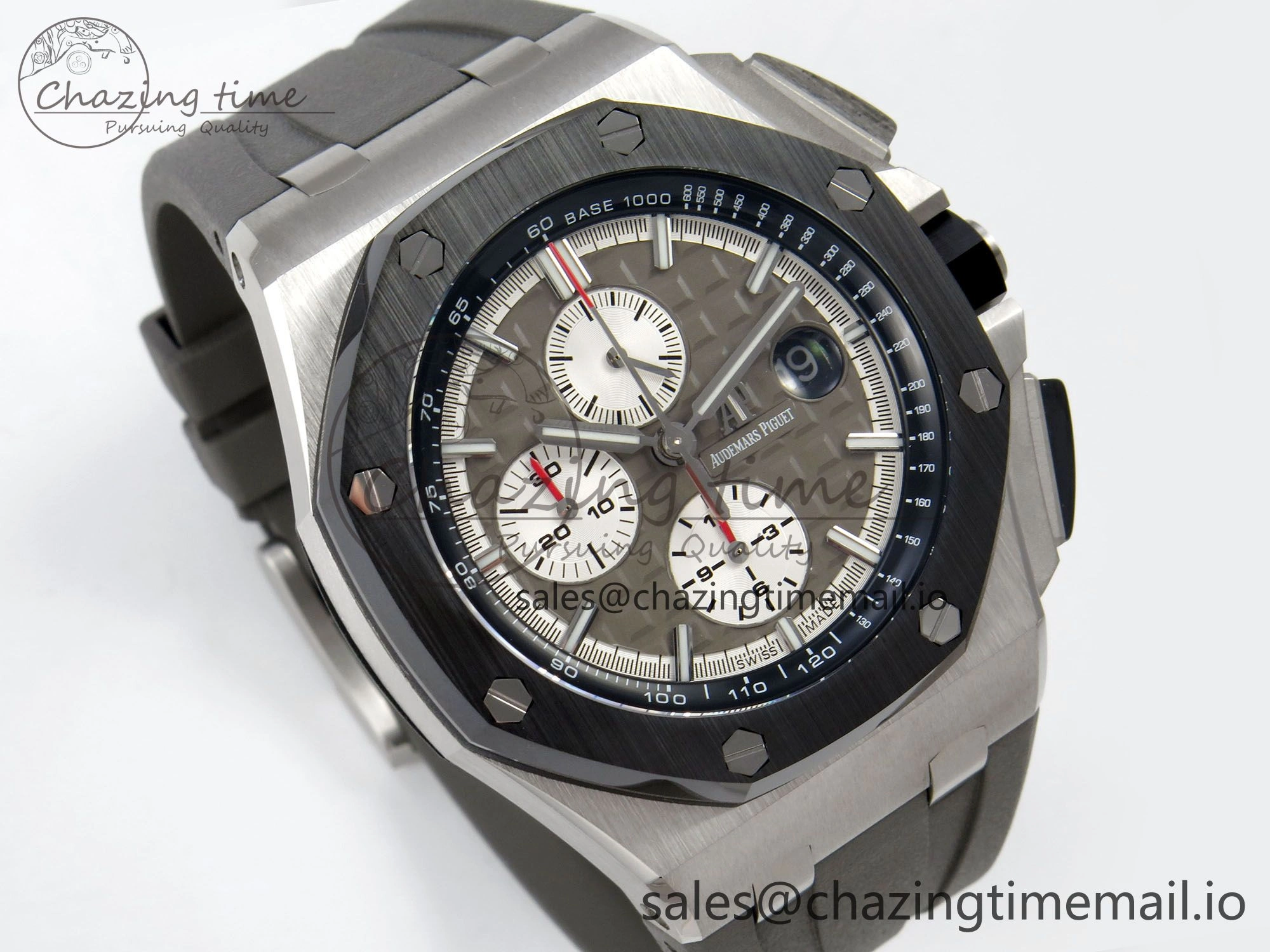 Royal Oak Offshore 44mm SS APPF Best Edition Gray White Dial Ceramic Bezel on Gray Rubber Strap SA3126