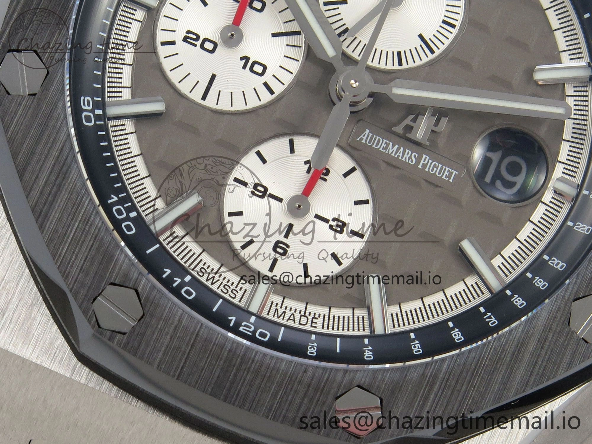 Royal Oak Offshore 44mm SS APPF Best Edition Gray White Dial Ceramic Bezel on Gray Rubber Strap SA3126