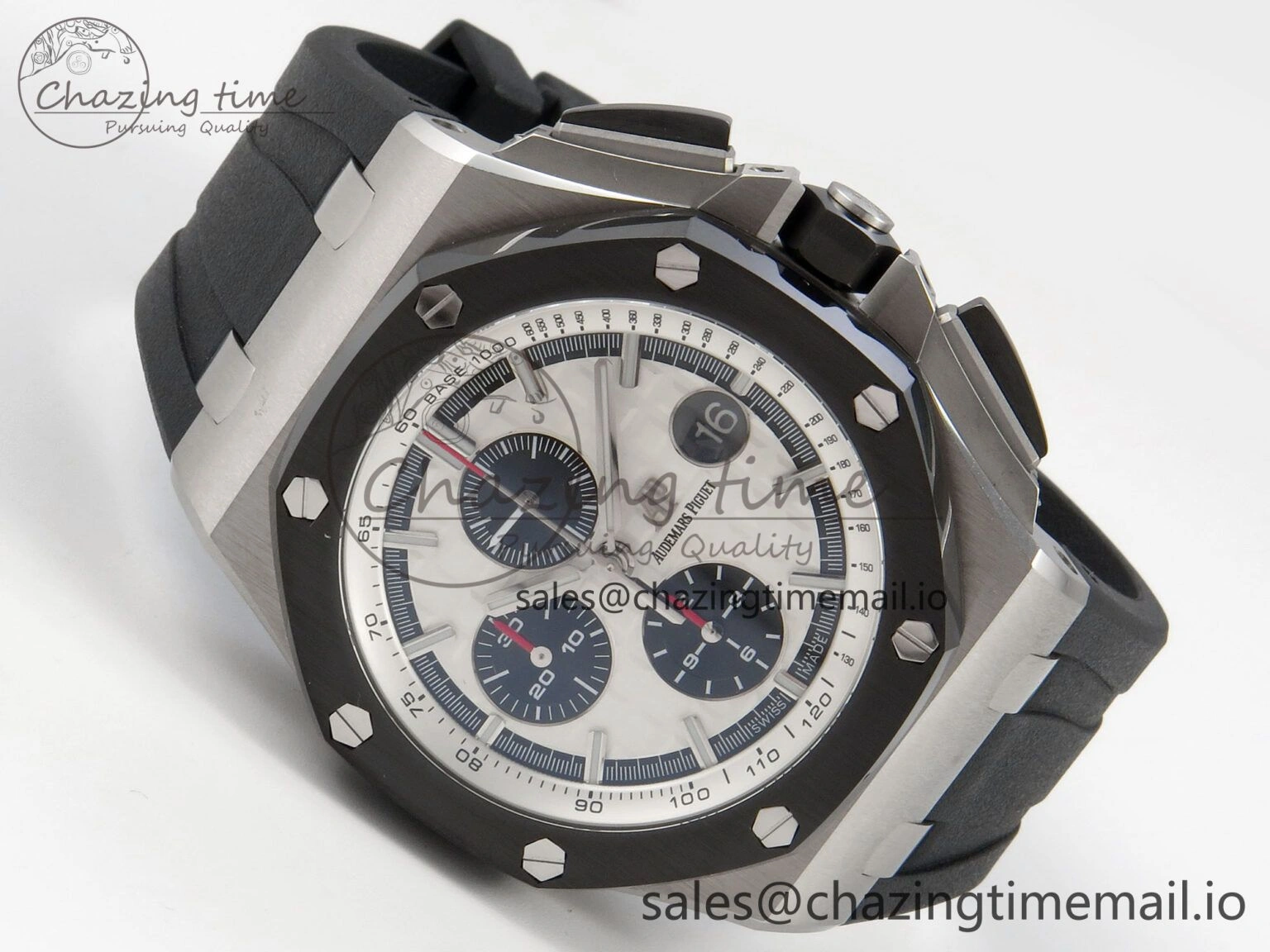 Royal Oak Offshore 44mm SS APPF Best Edition White Dial Ceramic Bezel on Black Rubber Strap SA3126