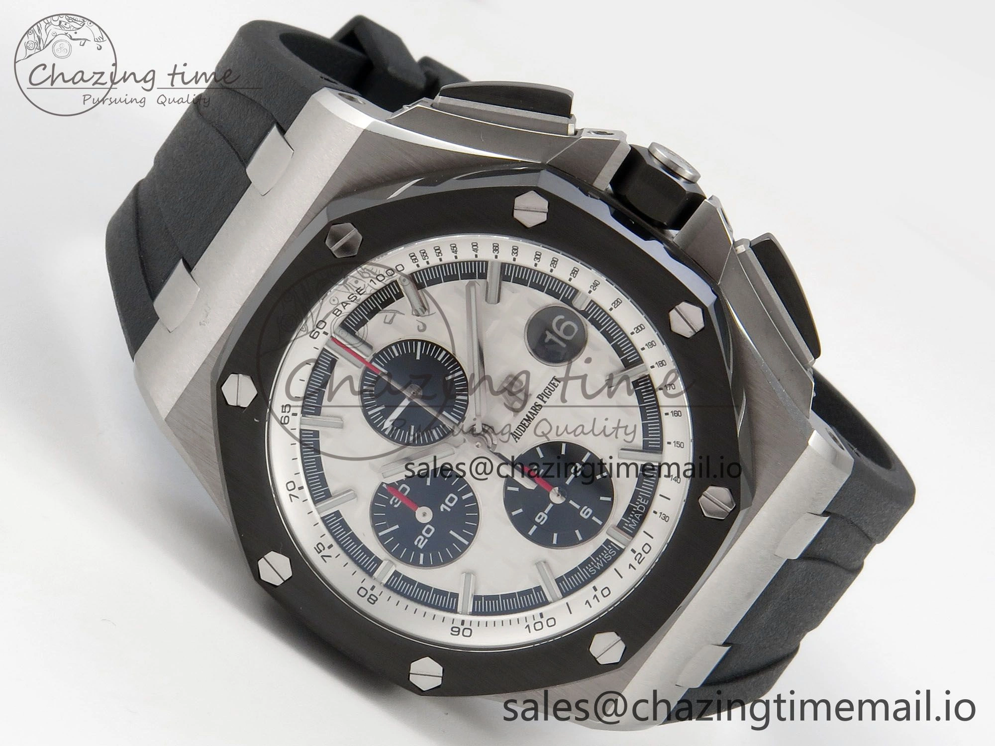 Royal Oak Offshore 44mm SS APPF Best Edition White Dial Ceramic Bezel on Black Rubber Strap SA3126