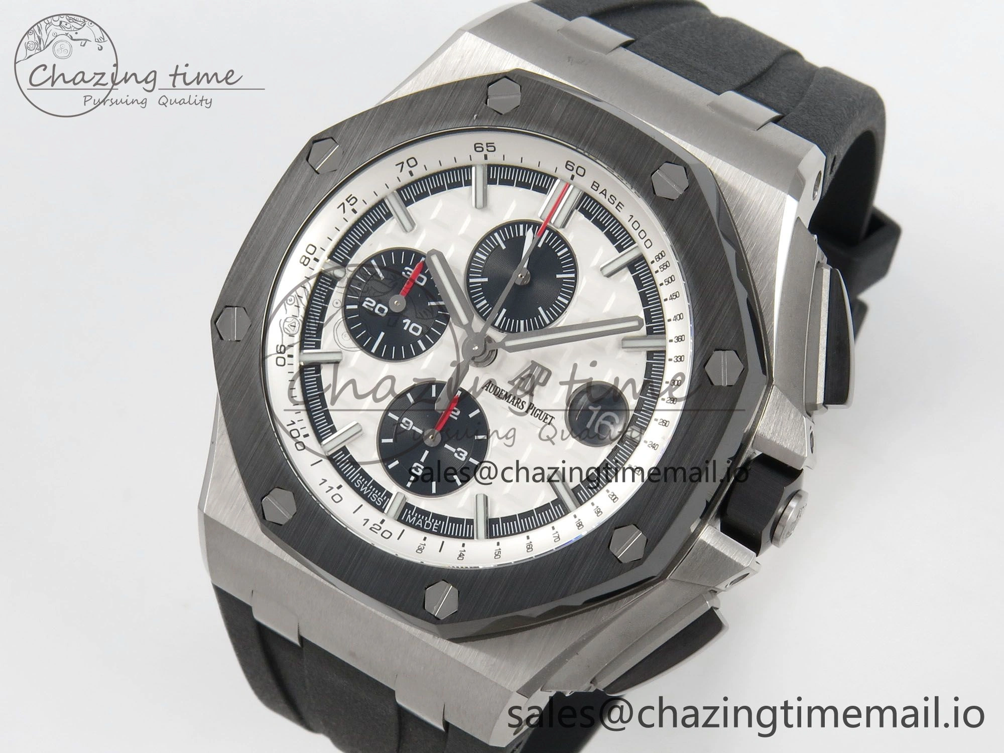 Royal Oak Offshore 44mm SS APPF Best Edition White Dial Ceramic Bezel on Black Rubber Strap SA3126
