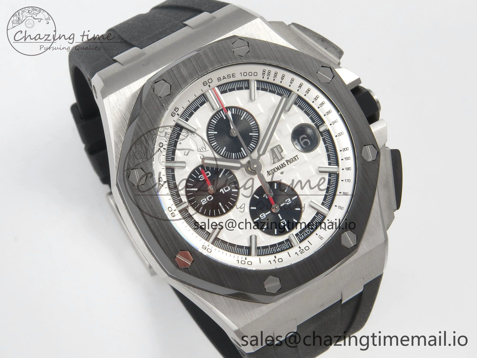 Royal Oak Offshore 44mm SS APPF Best Edition White Dial Ceramic Bezel on Black Rubber Strap SA3126