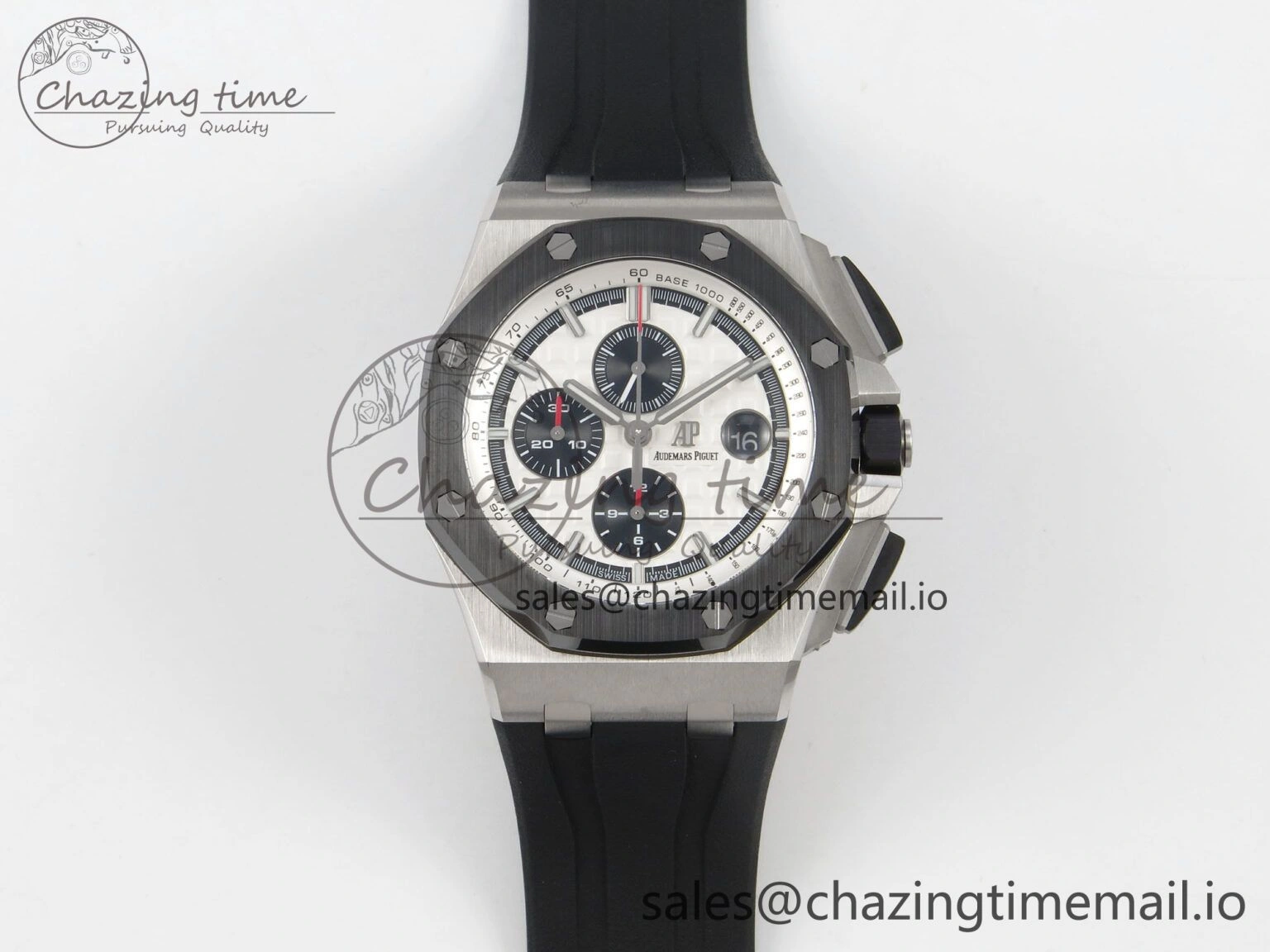 Royal Oak Offshore 44mm SS APPF Best Edition White Dial Ceramic Bezel on Black Rubber Strap SA3126