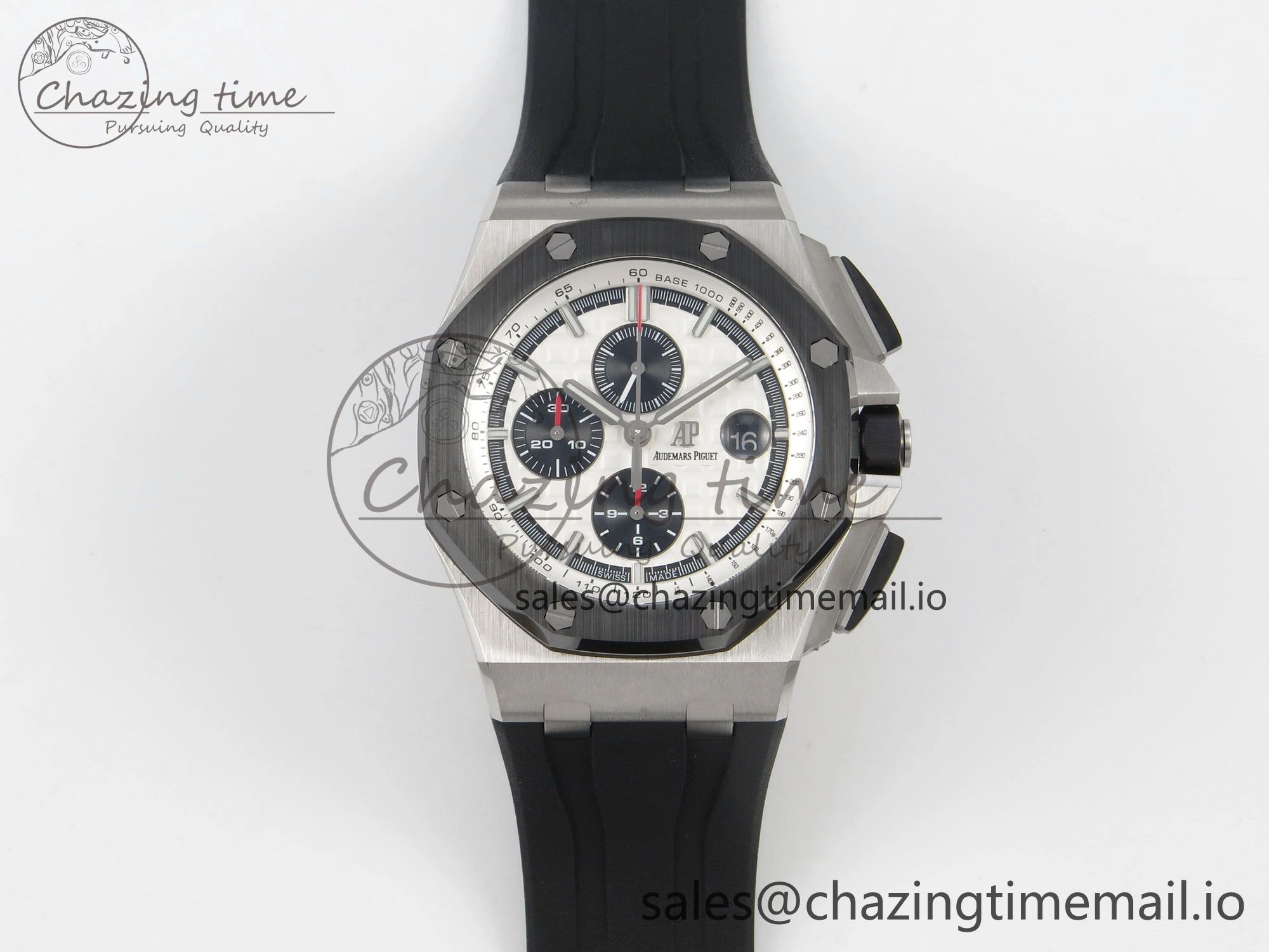 Royal Oak Offshore 44mm SS APPF Best Edition White Dial Ceramic Bezel on Black Rubber Strap SA3126