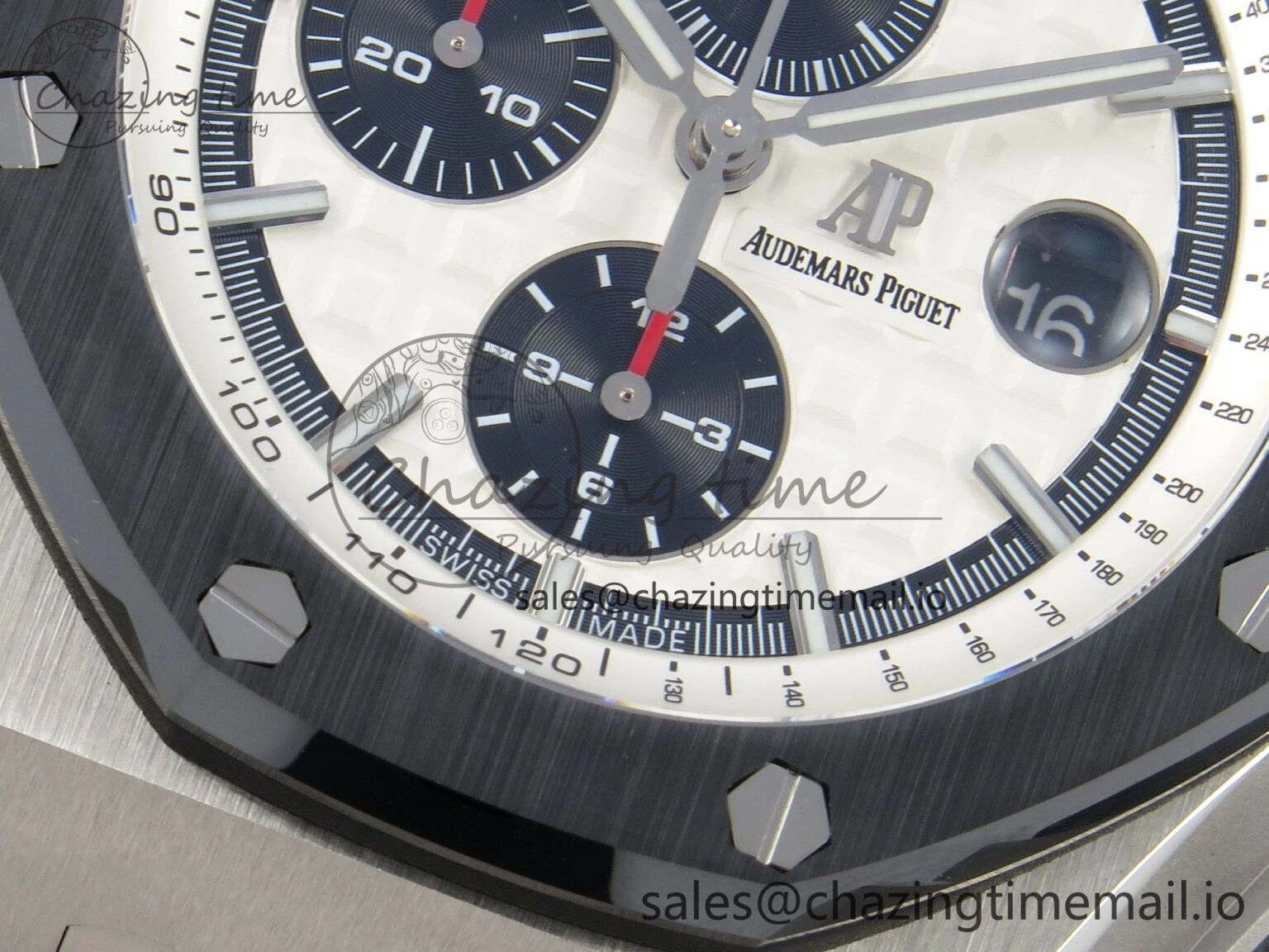 Royal Oak Offshore 44mm SS APPF Best Edition White Dial Ceramic Bezel on Black Rubber Strap SA3126