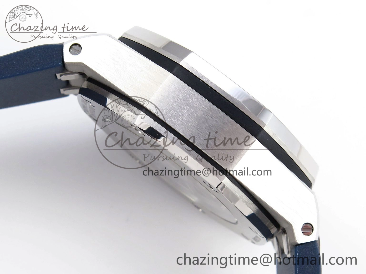 Royal Oak Offshore 44mm SS Bezel APF 1:1 Best Edition Blue Silver Dial on Blue Rubber Strap A4401