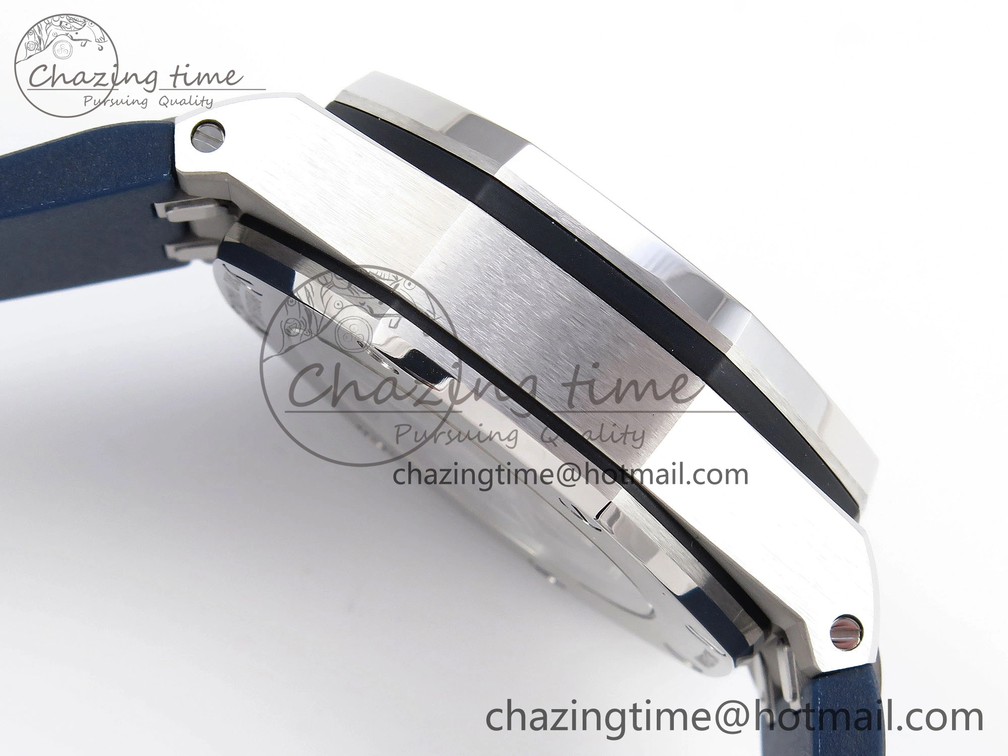 Royal Oak Offshore 44mm SS Bezel APF 1:1 Best Edition Blue Silver Dial on Blue Rubber Strap A4401