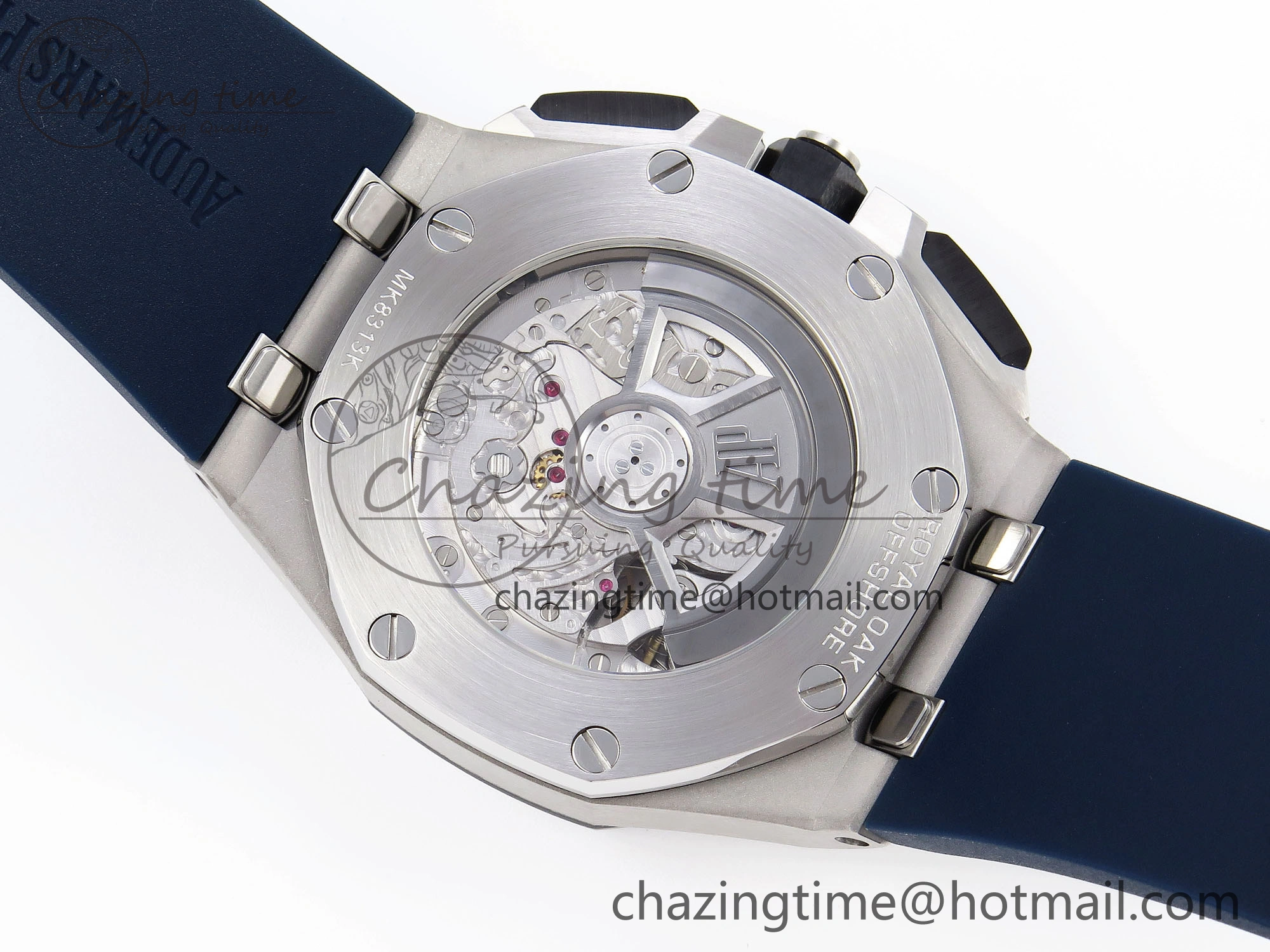 Royal Oak Offshore 44mm SS Bezel APF 1:1 Best Edition Blue Silver Dial on Blue Rubber Strap A4401