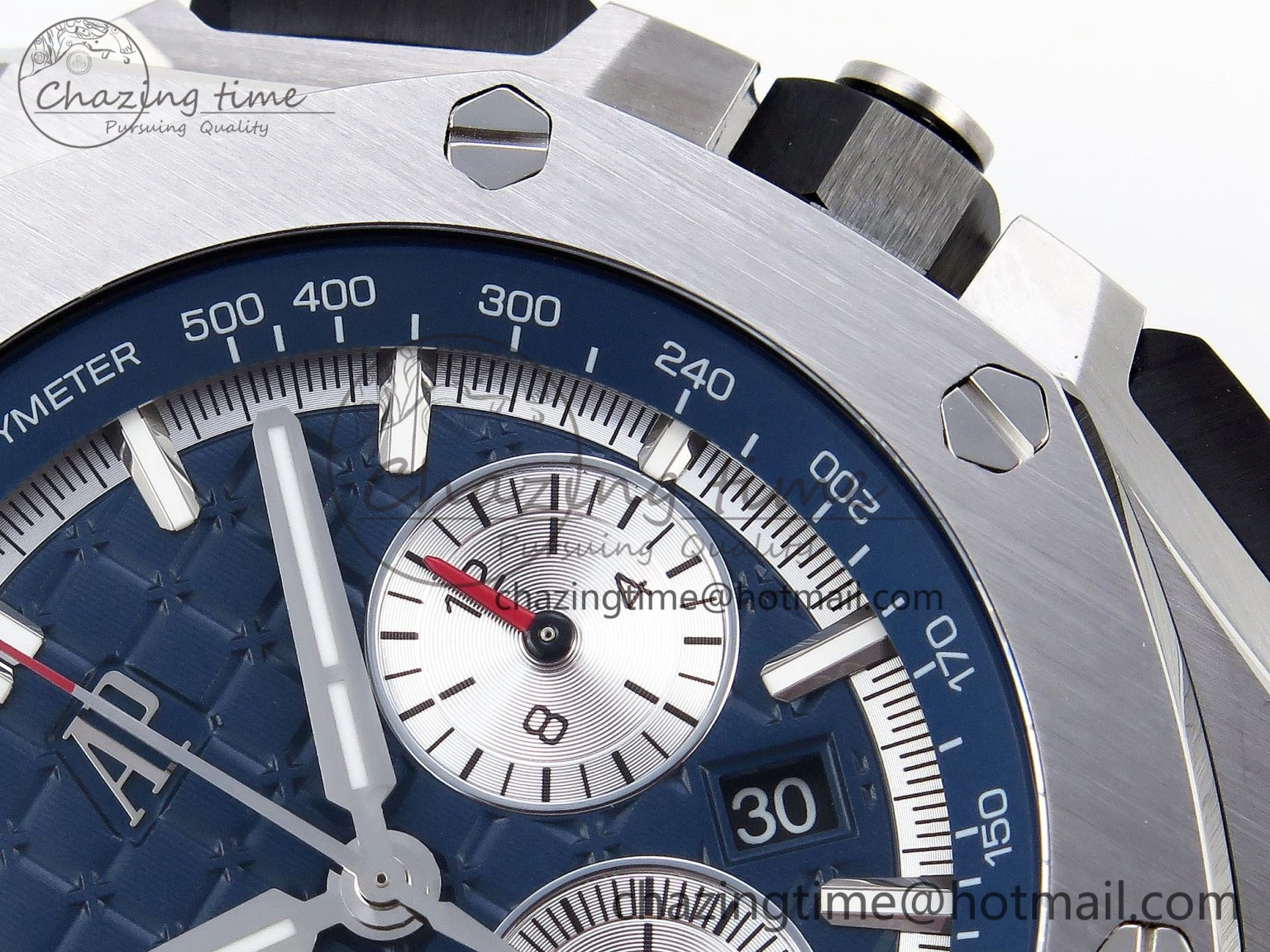 Royal Oak Offshore 44mm SS Bezel APF 1:1 Best Edition Blue Silver Dial on Blue Rubber Strap A4401
