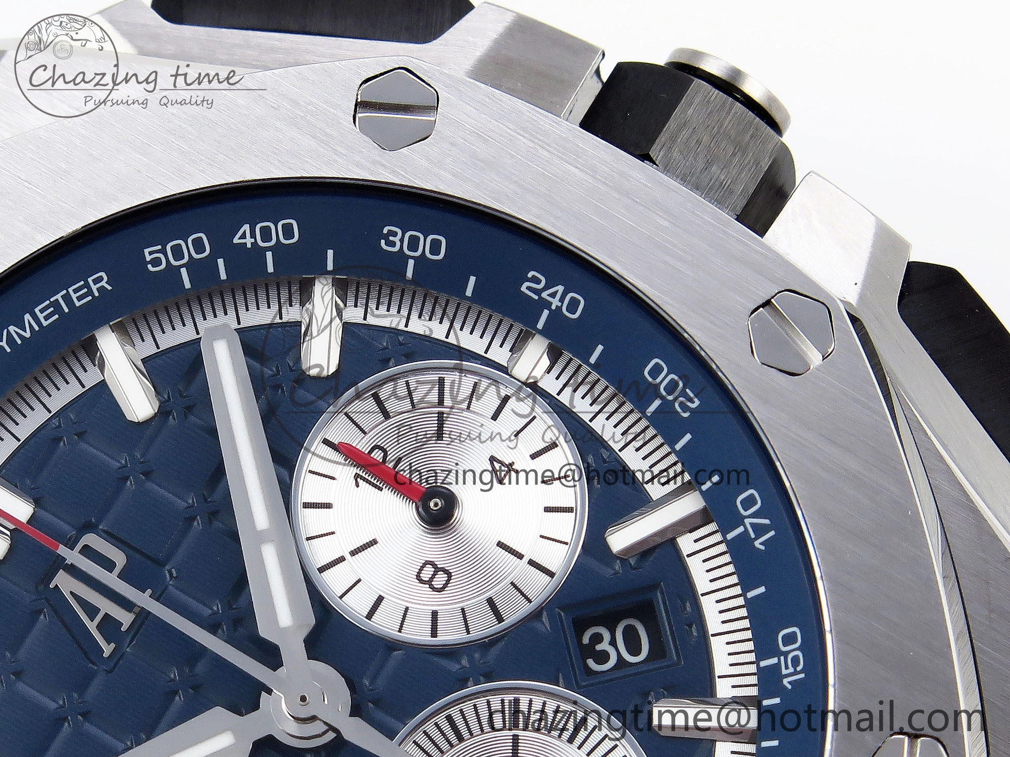 Royal Oak Offshore 44mm SS Bezel APF 1:1 Best Edition Blue Silver Dial on Blue Rubber Strap A4401