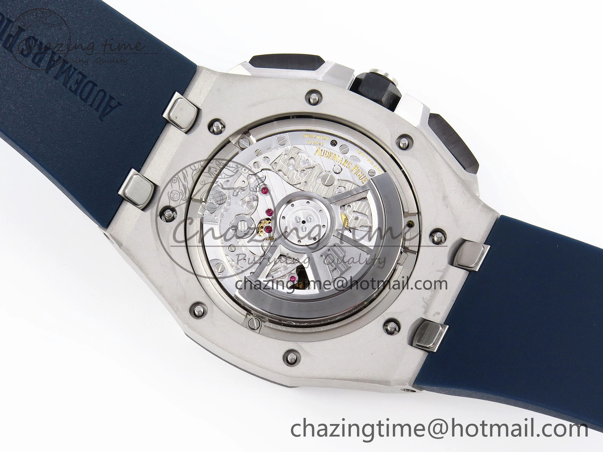 Royal Oak Offshore 44mm SS Bezel APF 1:1 Best Edition Blue Silver Dial on Blue Rubber Strap A4401