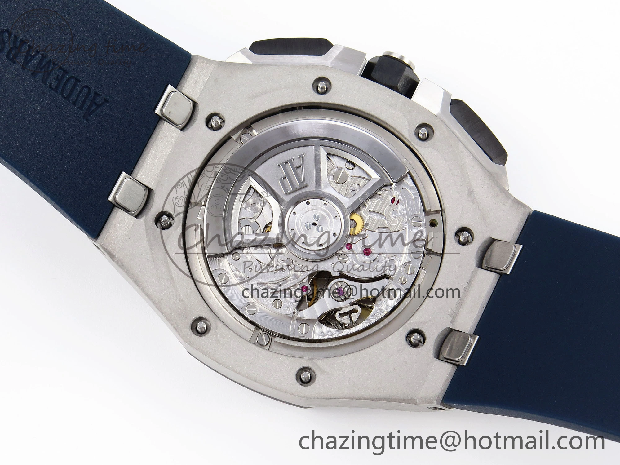 Royal Oak Offshore 44mm SS Bezel APF 1:1 Best Edition Blue Silver Dial on Blue Rubber Strap A4401