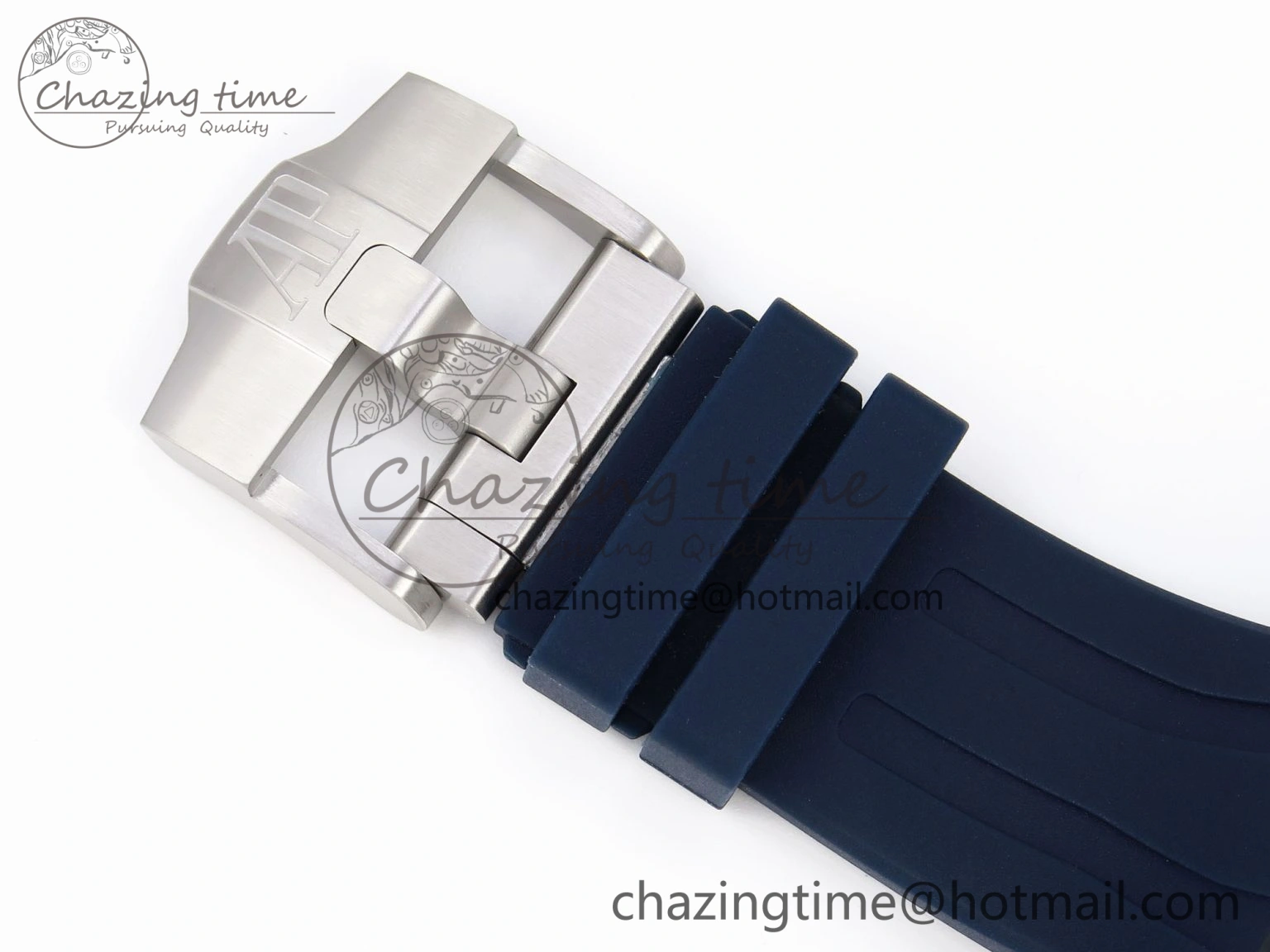 Royal Oak Offshore 44mm SS Bezel APF 1:1 Best Edition Blue Silver Dial on Blue Rubber Strap A4401