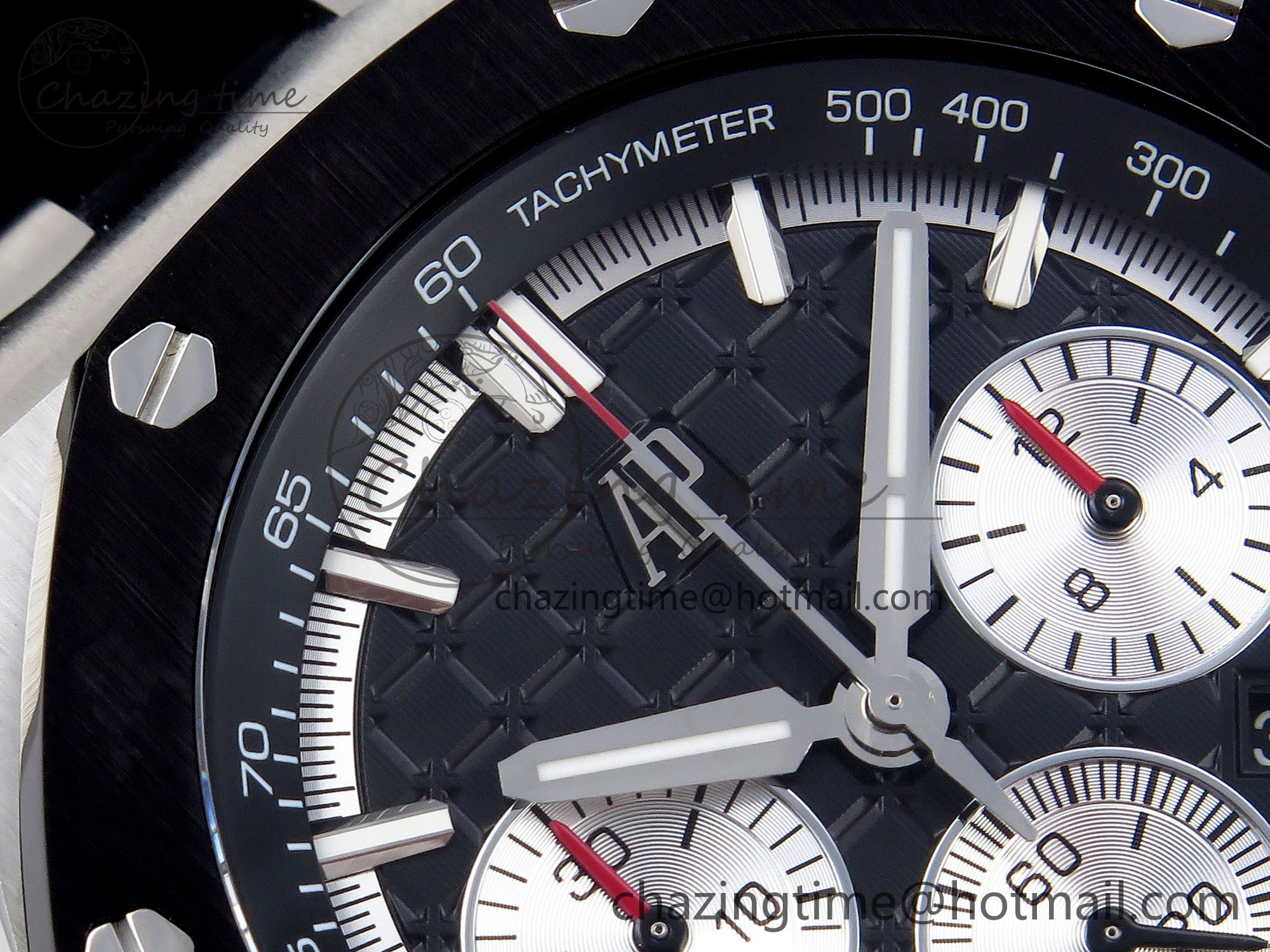 Royal Oak Offshore 44mm SS Black Ceramic Bezel APF 1:1 Best Edition Black Silver Dial on Black Rubber Strap A4401