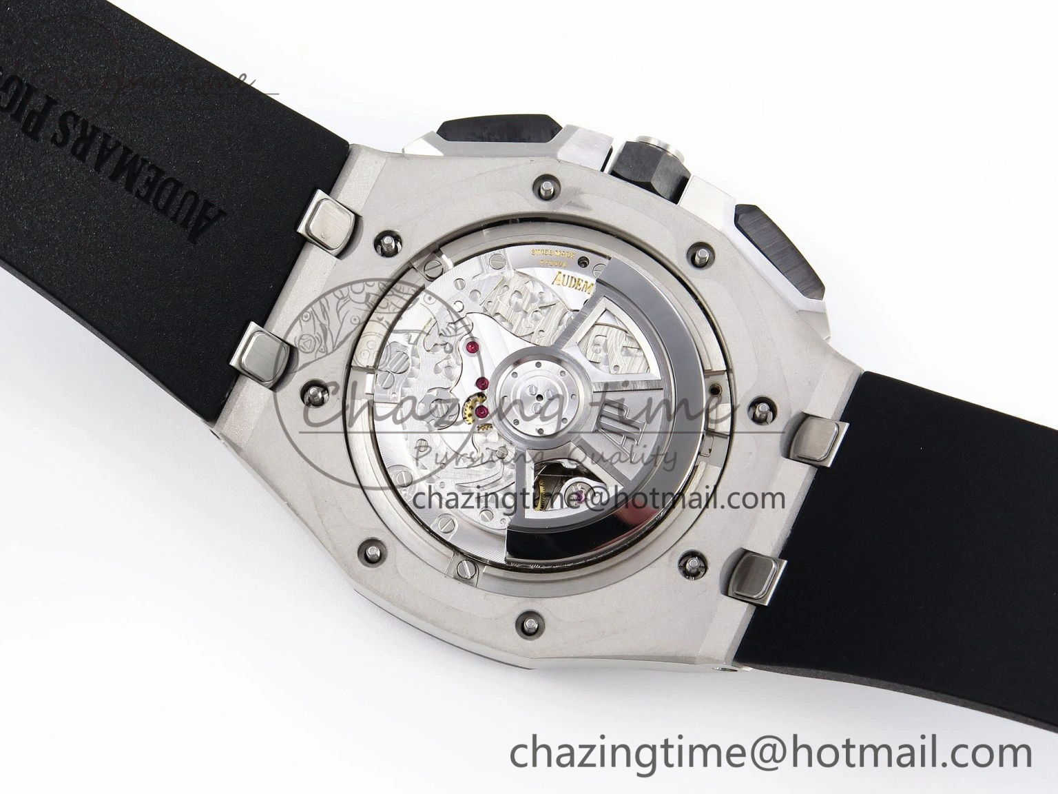 Royal Oak Offshore 44mm SS Black Ceramic Bezel APF 1:1 Best Edition Black Silver Dial on Black Rubber Strap A4401