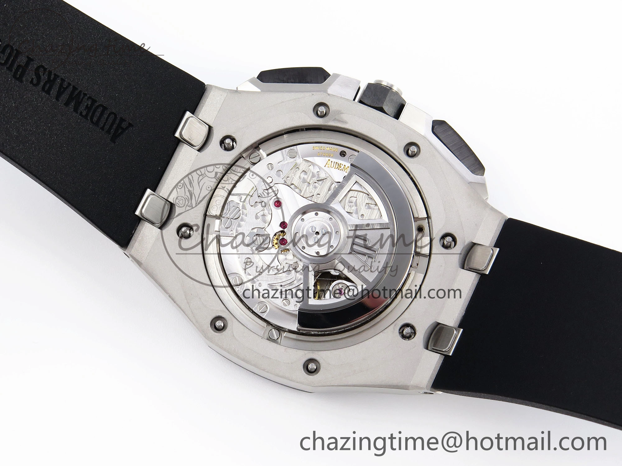 Royal Oak Offshore 44mm SS Black Ceramic Bezel APF 1:1 Best Edition Black Silver Dial on Black Rubber Strap A4401