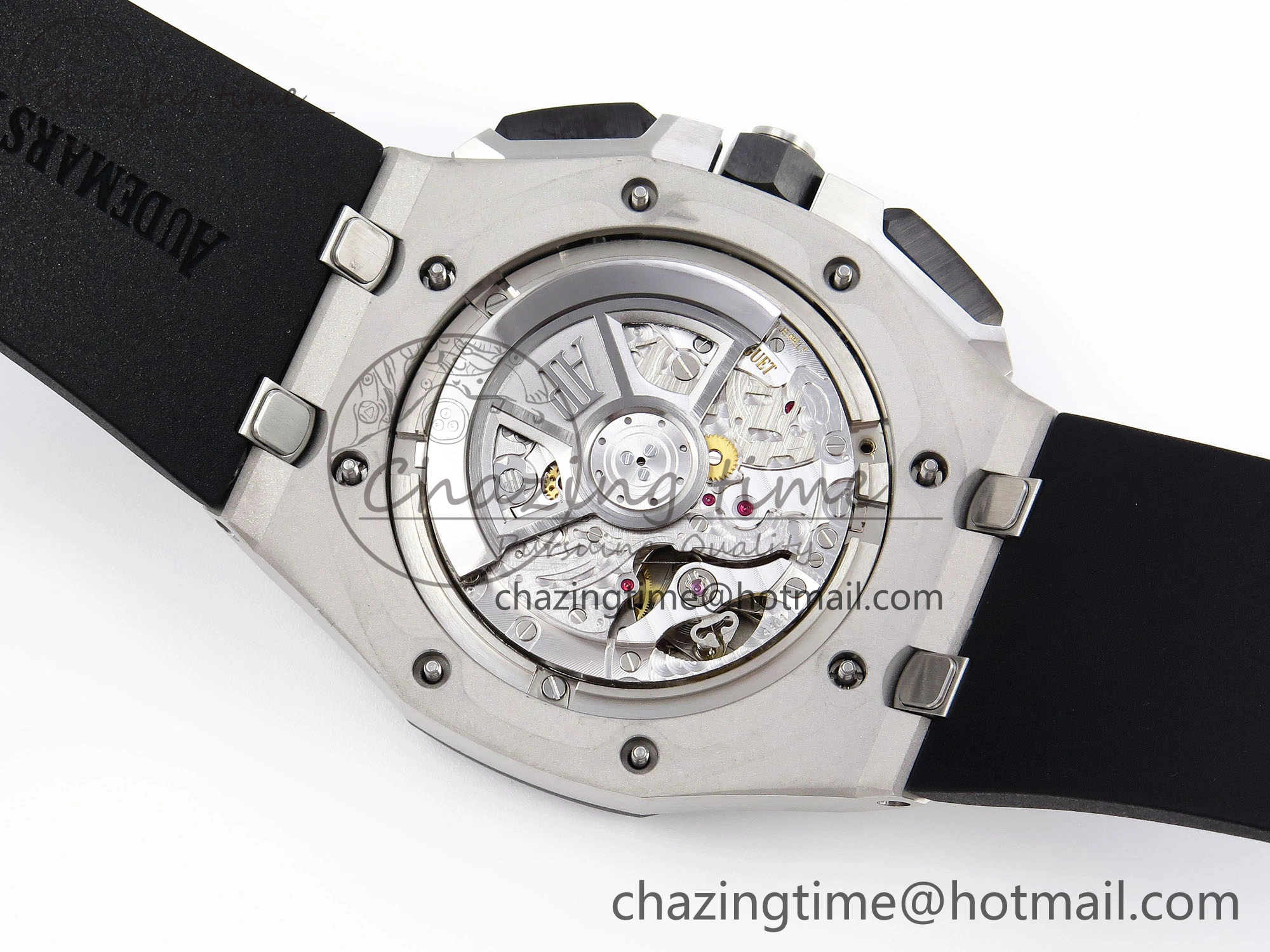 Royal Oak Offshore 44mm SS Black Ceramic Bezel APF 1:1 Best Edition Black Silver Dial on Black Rubber Strap A4401