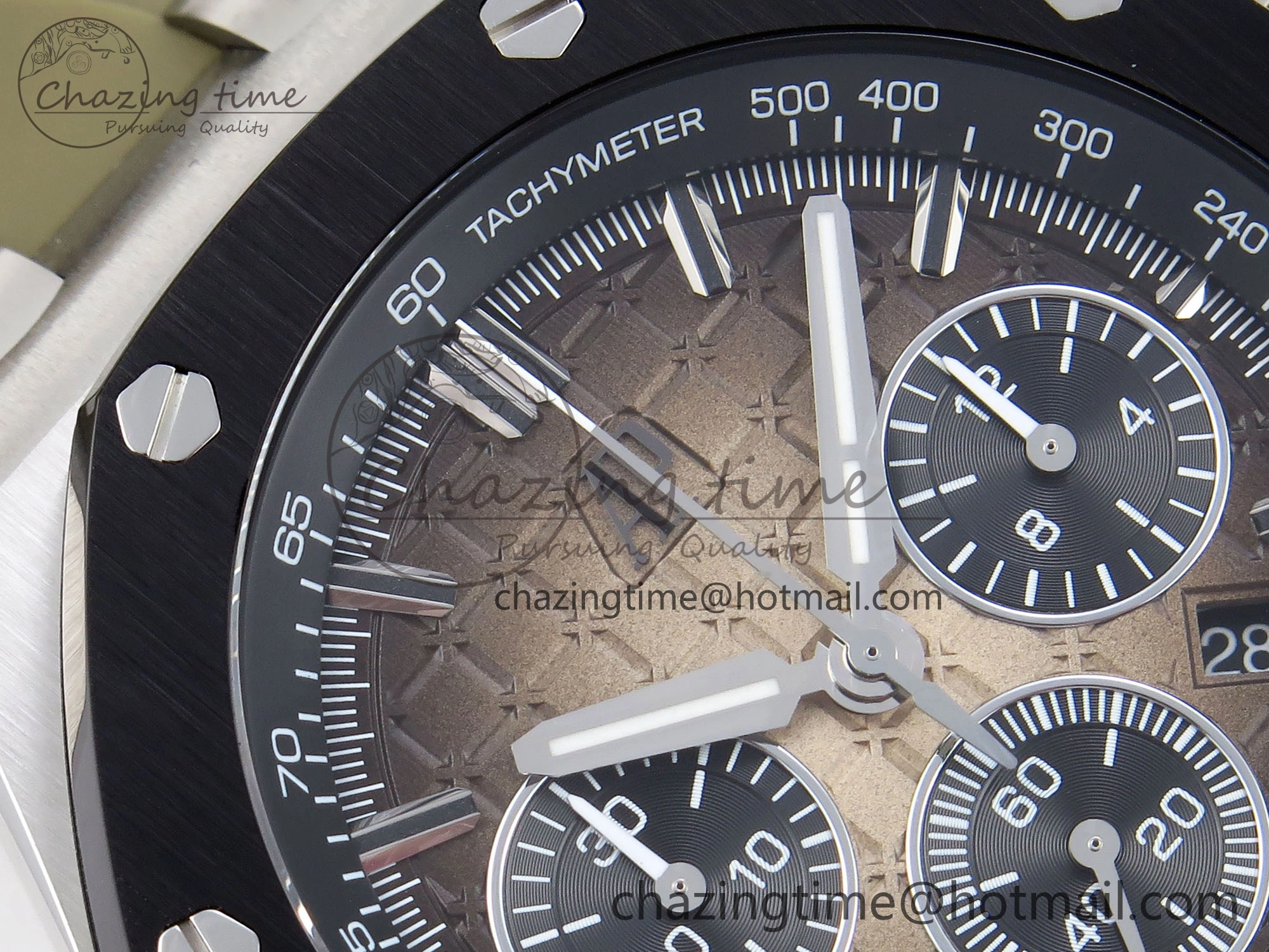 Royal Oak Offshore 44mm SS Black Ceramic Bezel APF 1:1 Best Edition Brown Dial on Brown Rubber Strap A4401