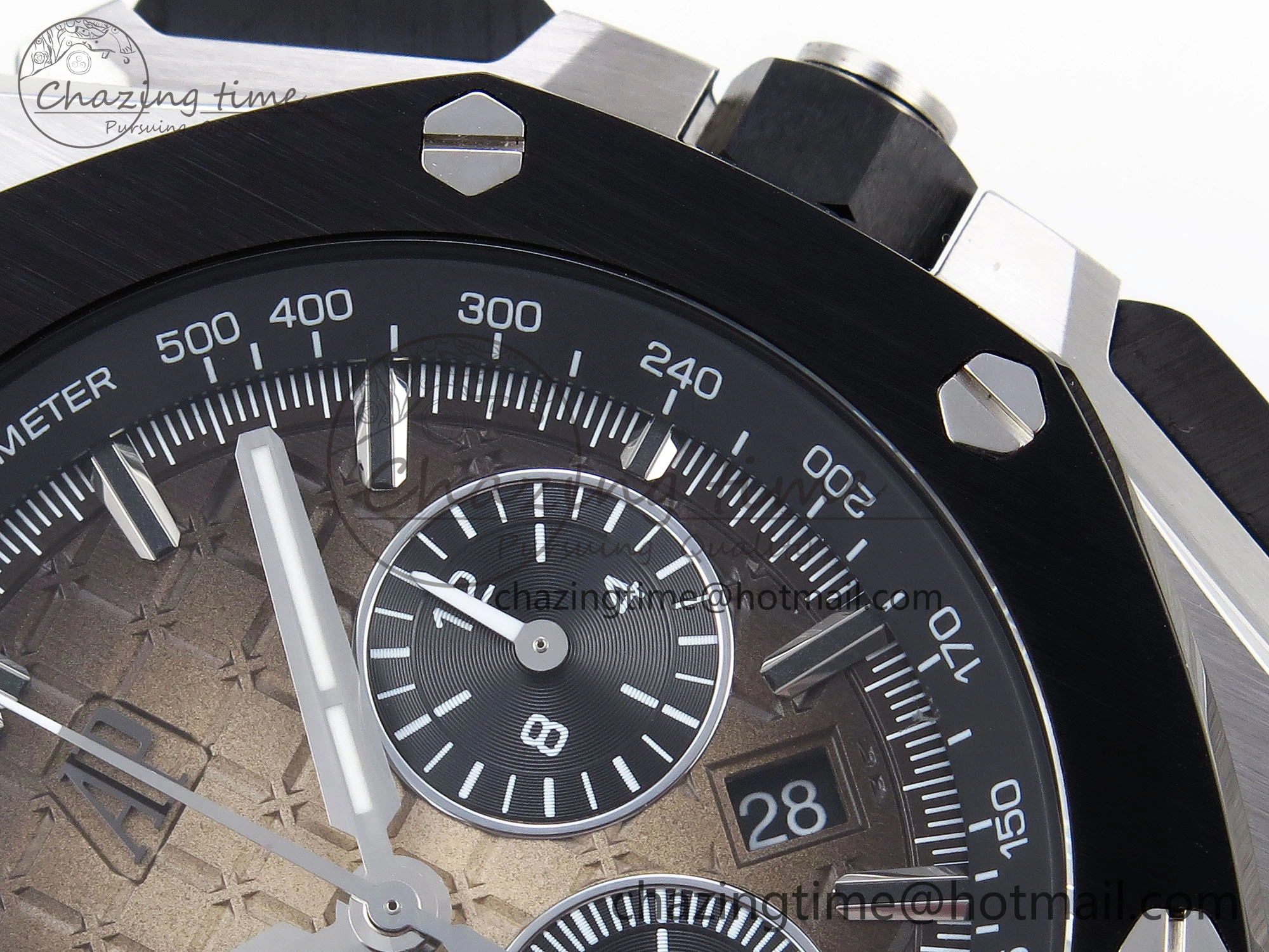 Royal Oak Offshore 44mm SS Black Ceramic Bezel APF 1:1 Best Edition Brown Dial on Brown Rubber Strap A4401