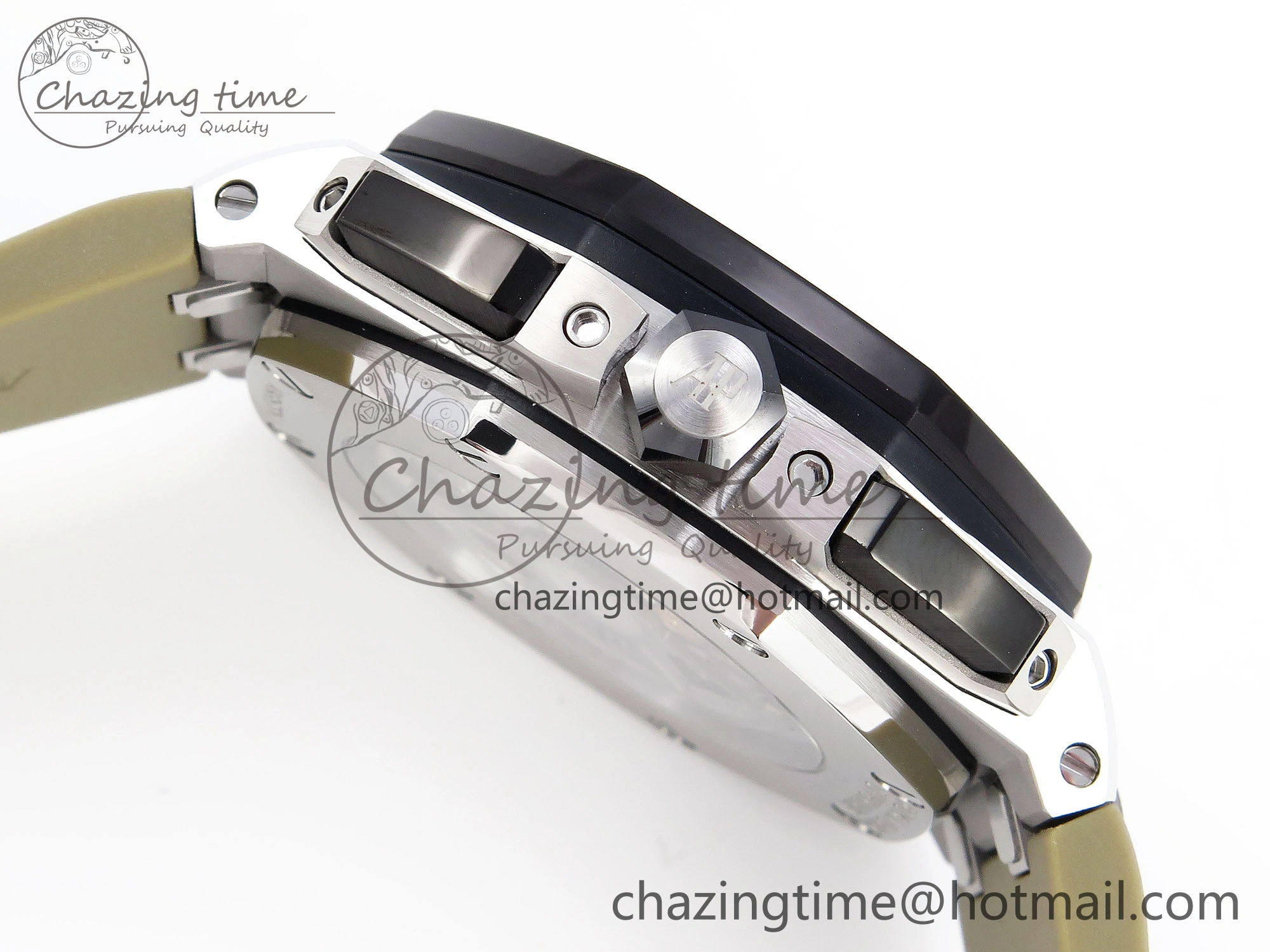 Royal Oak Offshore 44mm SS Black Ceramic Bezel APF 1:1 Best Edition Brown Dial on Brown Rubber Strap A4401