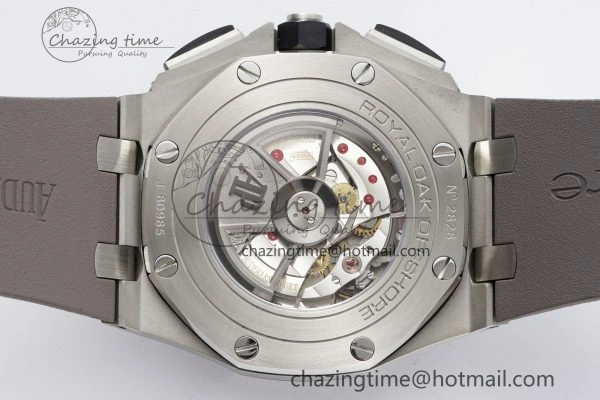 Royal Oak Offshore 44mm SS Black Ceramic Bezel APF 1:1 Best Edition Gray Dial on Gray Rubber Strap A3126