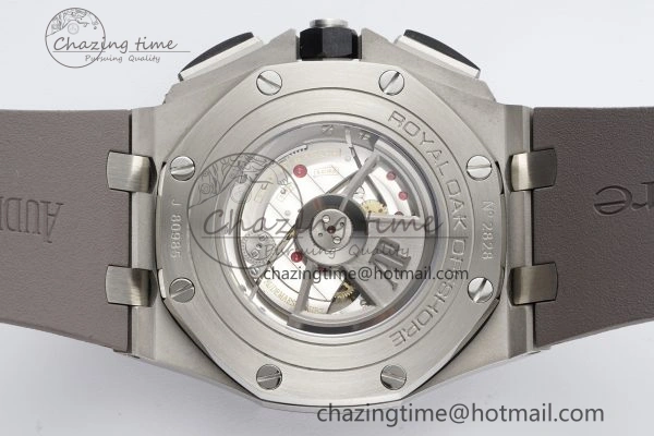 Royal Oak Offshore 44mm SS Black Ceramic Bezel APF 1:1 Best Edition Gray Dial on Gray Rubber Strap A3126