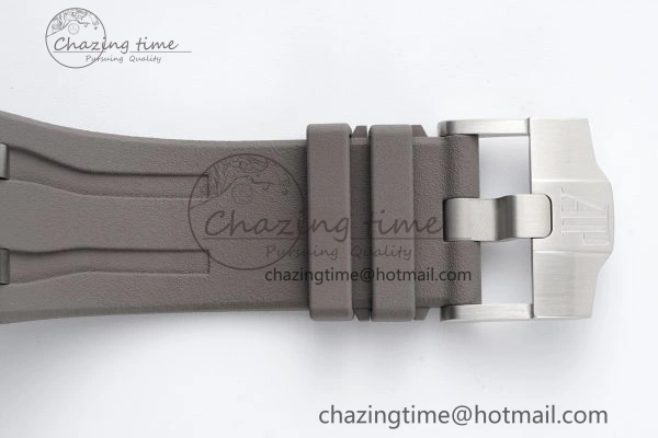 Royal Oak Offshore 44mm SS Black Ceramic Bezel APF 1:1 Best Edition Gray Dial on Gray Rubber Strap A3126