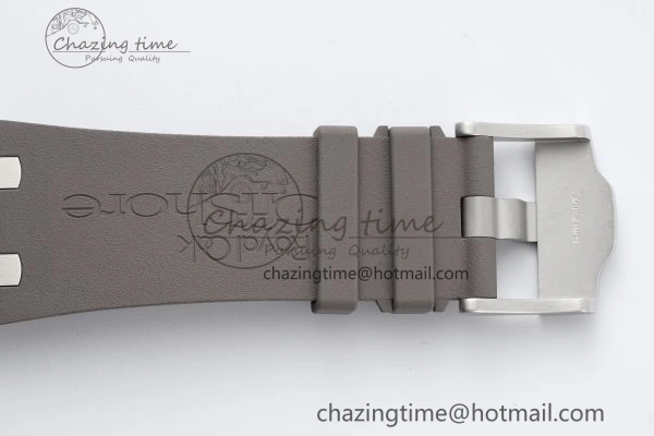Royal Oak Offshore 44mm SS Black Ceramic Bezel APF 1:1 Best Edition Gray Dial on Gray Rubber Strap A3126