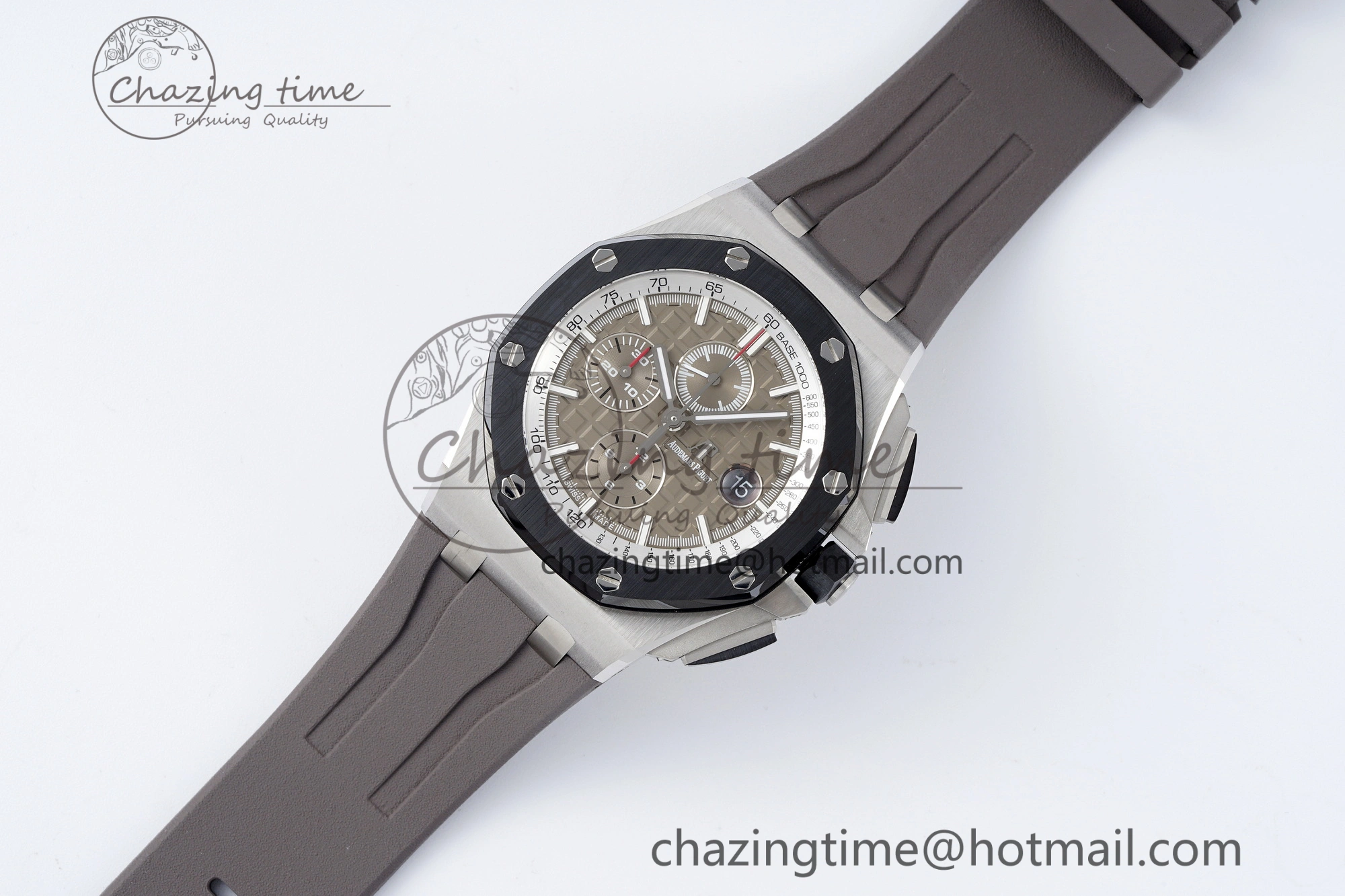 Royal Oak Offshore 44mm SS Black Ceramic Bezel APF 1:1 Best Edition Gray Dial on Gray Rubber Strap A3126