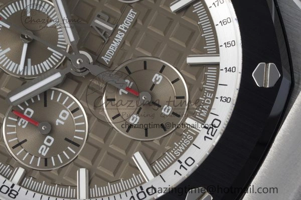 Royal Oak Offshore 44mm SS Black Ceramic Bezel APF 1:1 Best Edition Gray Dial on Gray Rubber Strap A3126