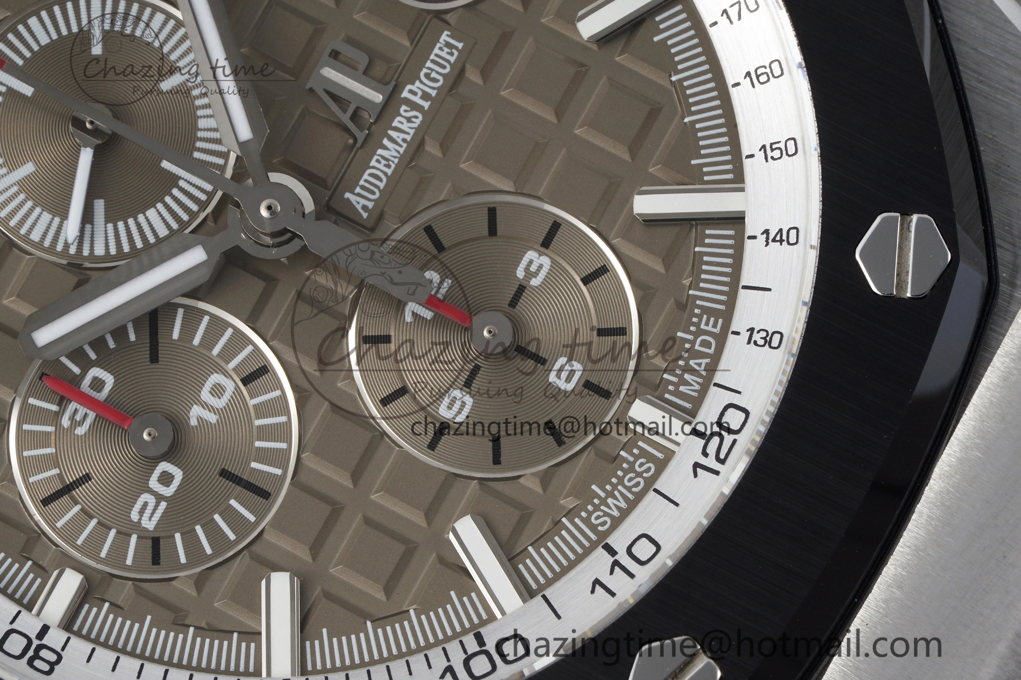 Royal Oak Offshore 44mm SS Black Ceramic Bezel APF 1:1 Best Edition Gray Dial on Gray Rubber Strap A3126