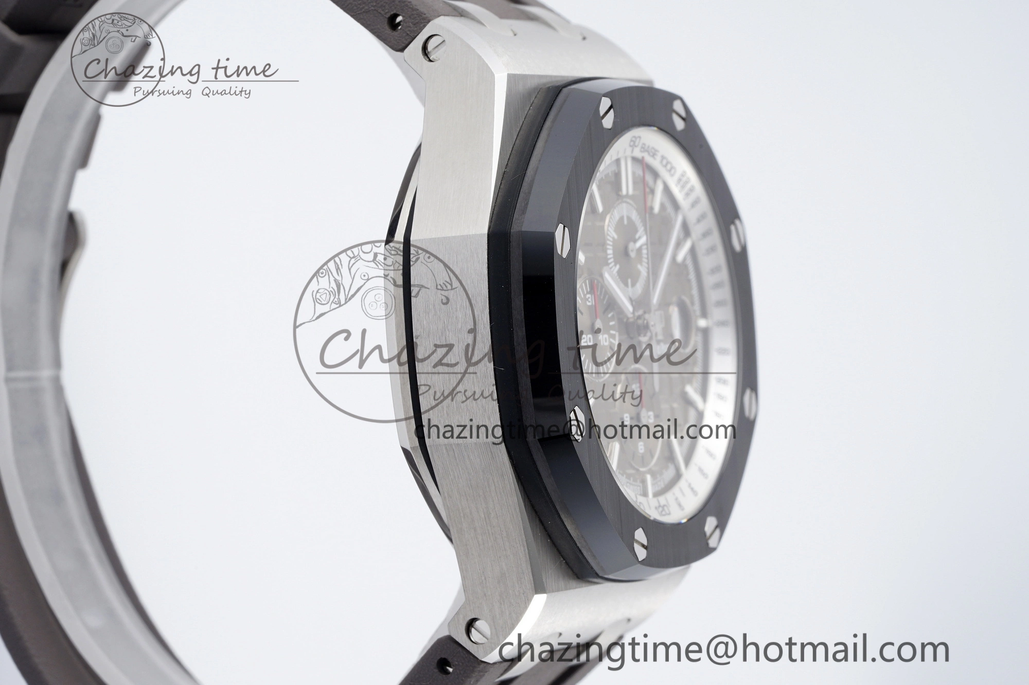 Royal Oak Offshore 44mm SS Black Ceramic Bezel APF 1:1 Best Edition Gray Dial on Gray Rubber Strap A3126