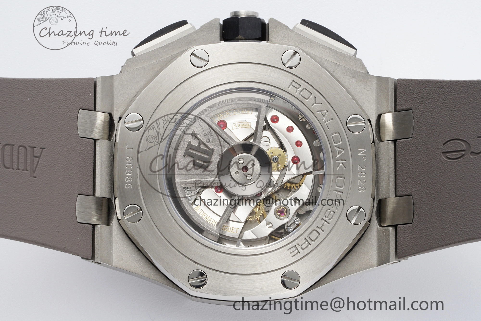 Royal Oak Offshore 44mm SS Black Ceramic Bezel APF 1:1 Best Edition Gray Blue Dial on Gray Rubber Strap A3126
