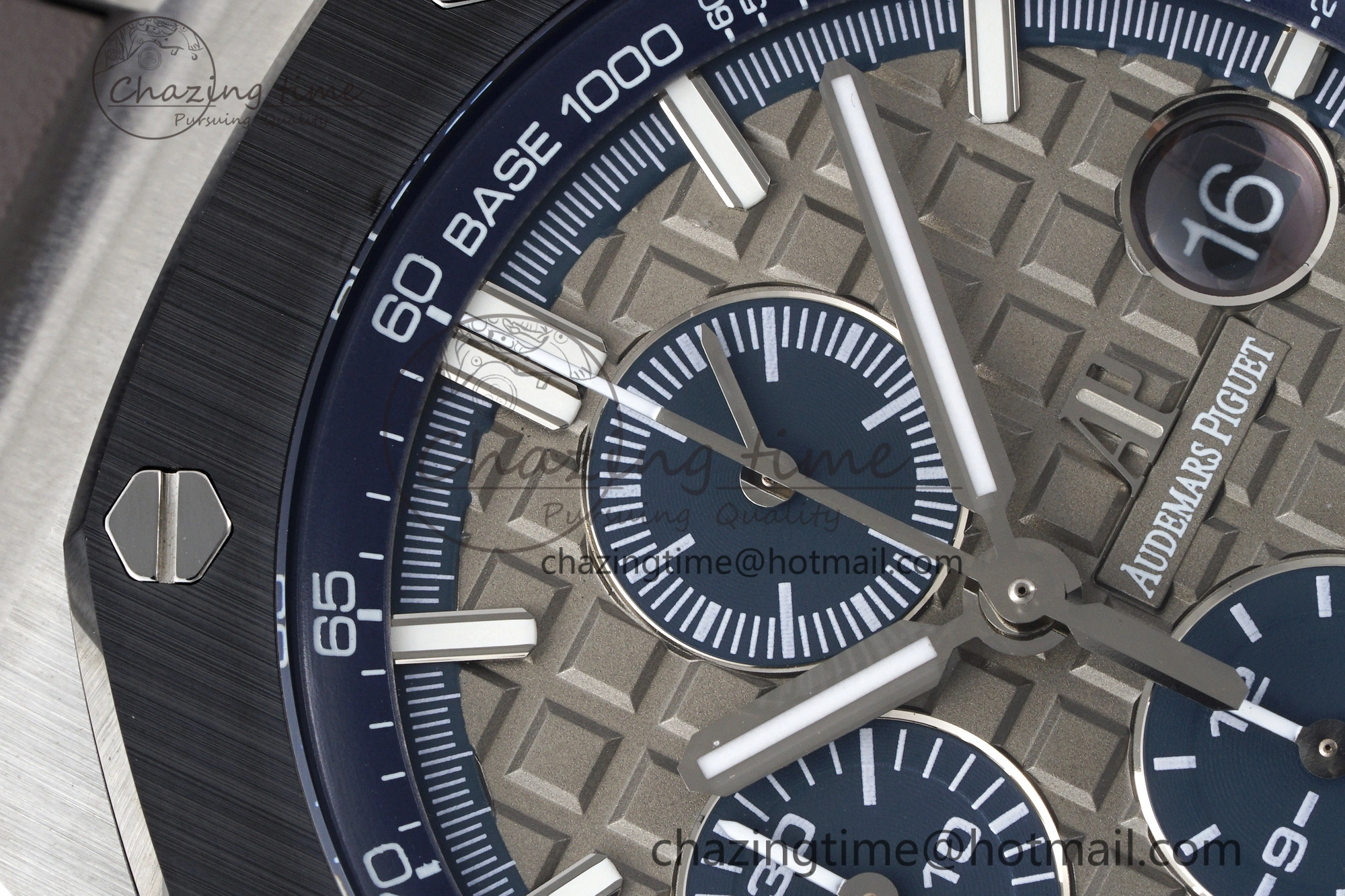 Royal Oak Offshore 44mm SS Black Ceramic Bezel APF 1:1 Best Edition Gray Blue Dial on Gray Rubber Strap A3126