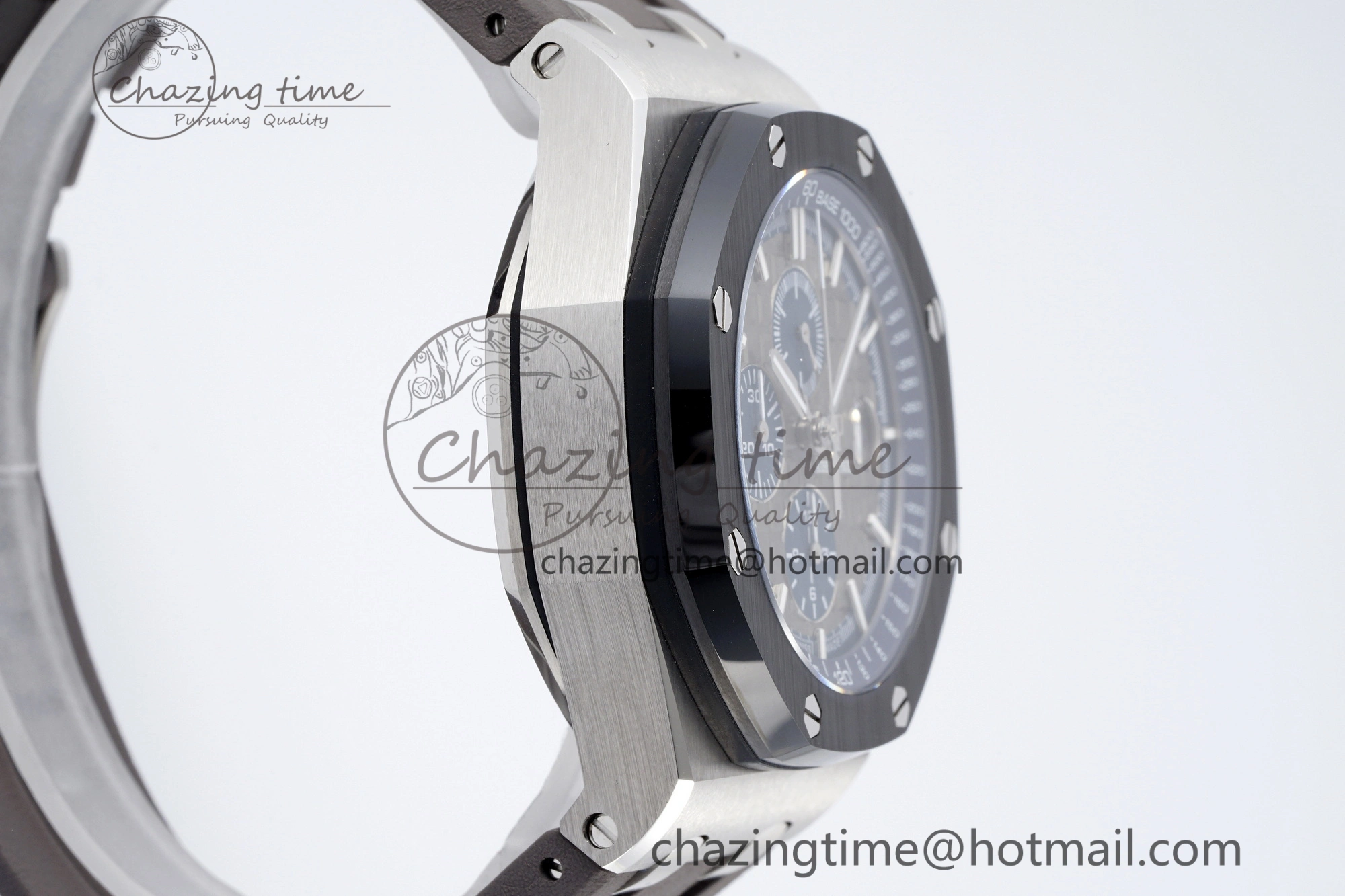 Royal Oak Offshore 44mm SS Black Ceramic Bezel APF 1:1 Best Edition Gray Blue Dial on Gray Rubber Strap A3126