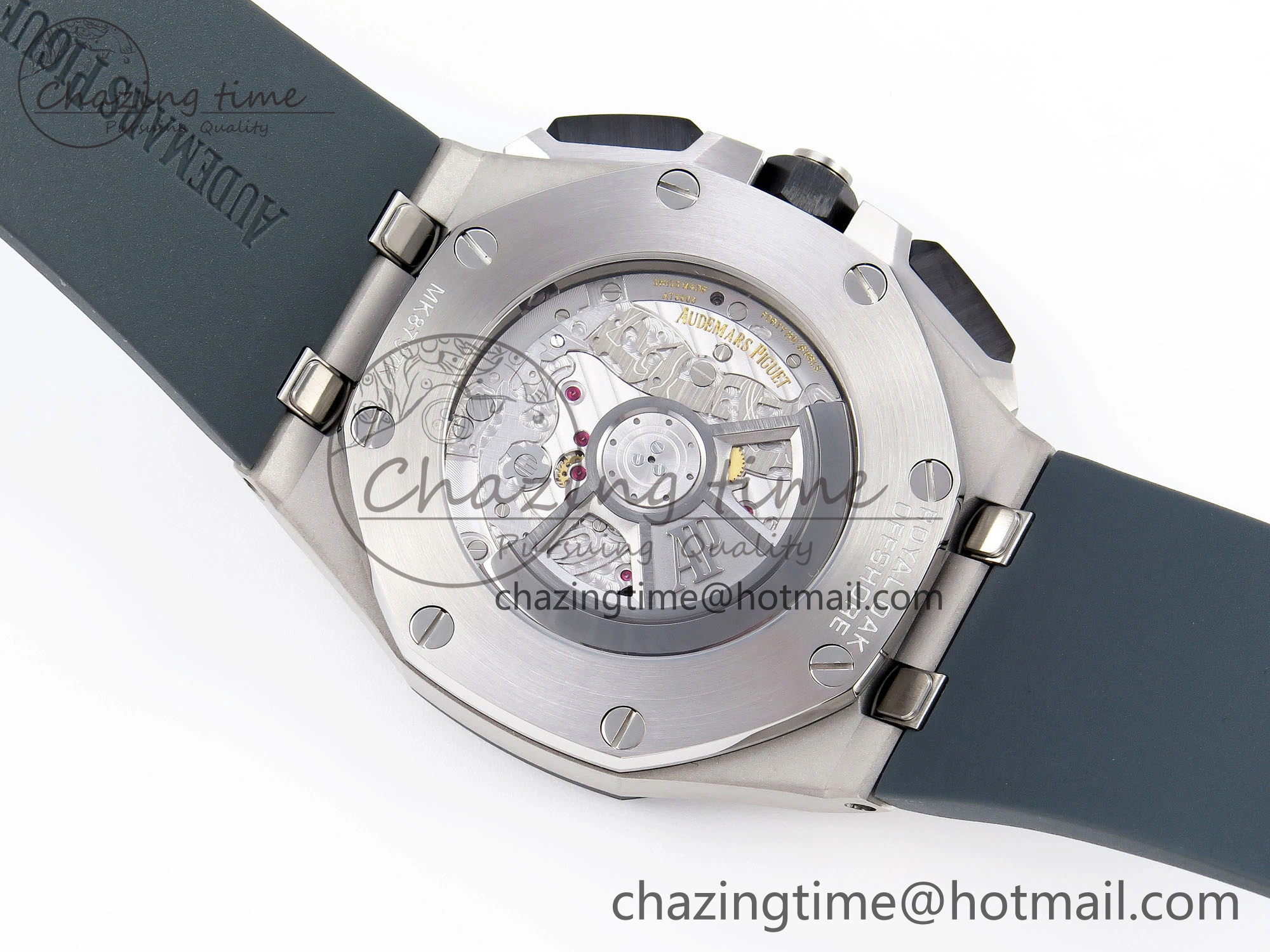 Royal Oak Offshore 44mm SS Black Ceramic Bezel APF 1:1 Best Edition Gray Blue Dial on Gray Rubber Strap A4401