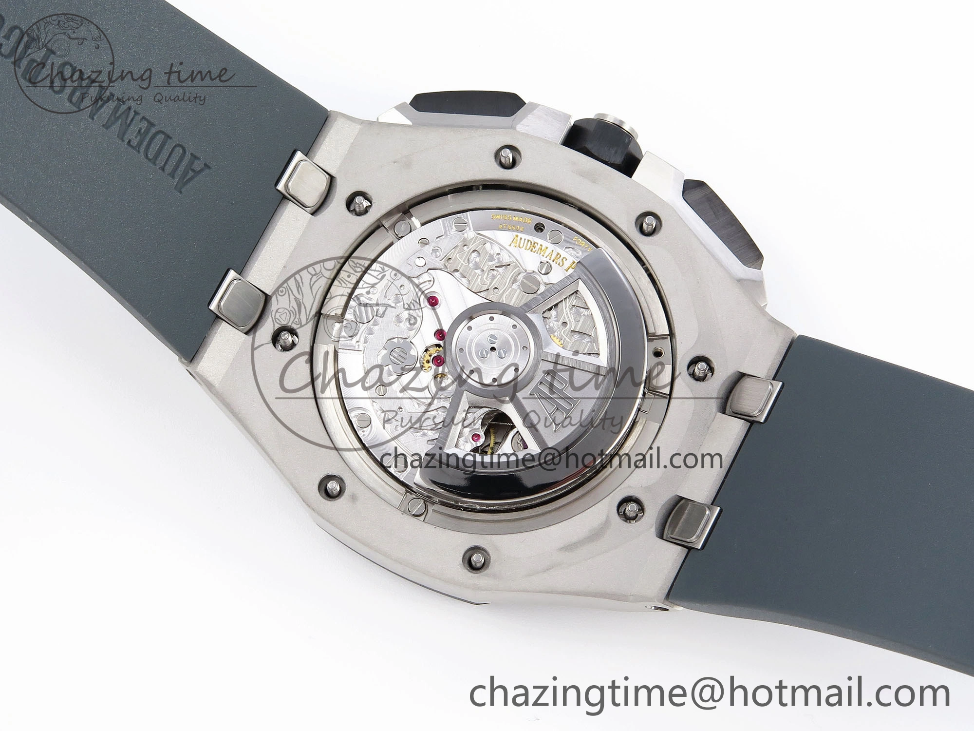 Royal Oak Offshore 44mm SS Black Ceramic Bezel APF 1:1 Best Edition Gray Blue Dial on Gray Rubber Strap A4401