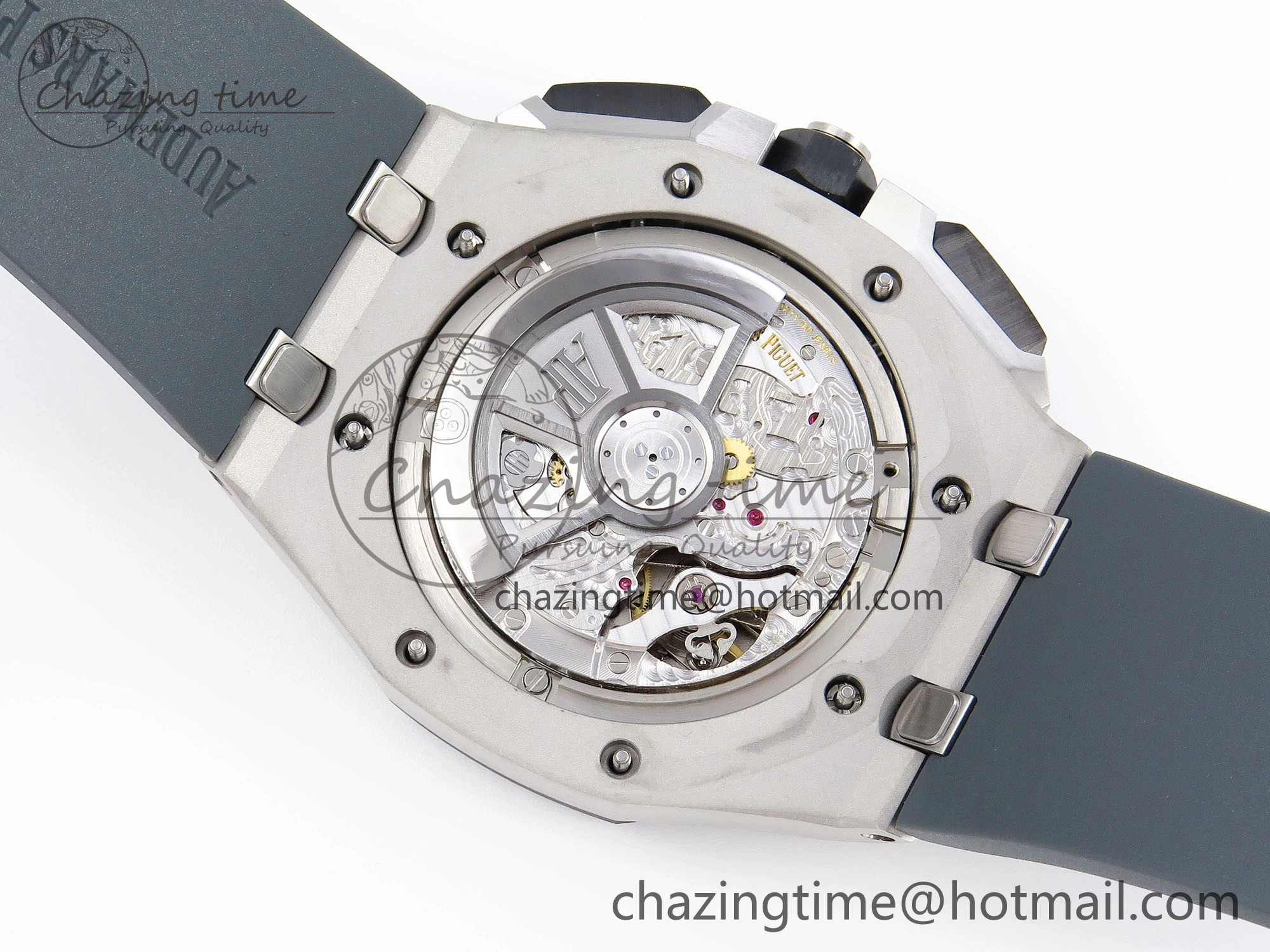 Royal Oak Offshore 44mm SS Black Ceramic Bezel APF 1:1 Best Edition Gray Blue Dial on Gray Rubber Strap A4401