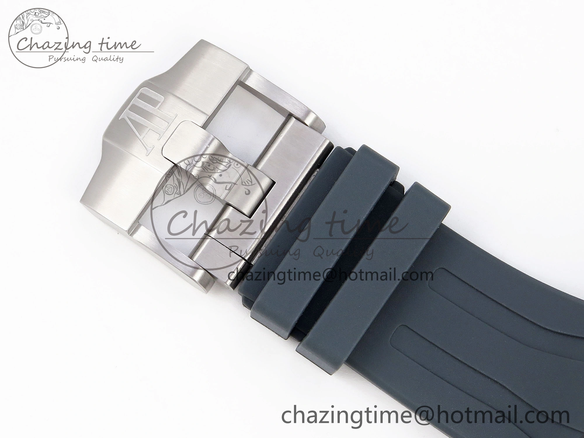 Royal Oak Offshore 44mm SS Black Ceramic Bezel APF 1:1 Best Edition Gray Blue Dial on Gray Rubber Strap A4401