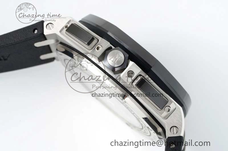 Royal Oak Offshore 44mm SS Black Ceramic Bezel BVF Best Edition Black Silver Dial on Rubber Strap A3126