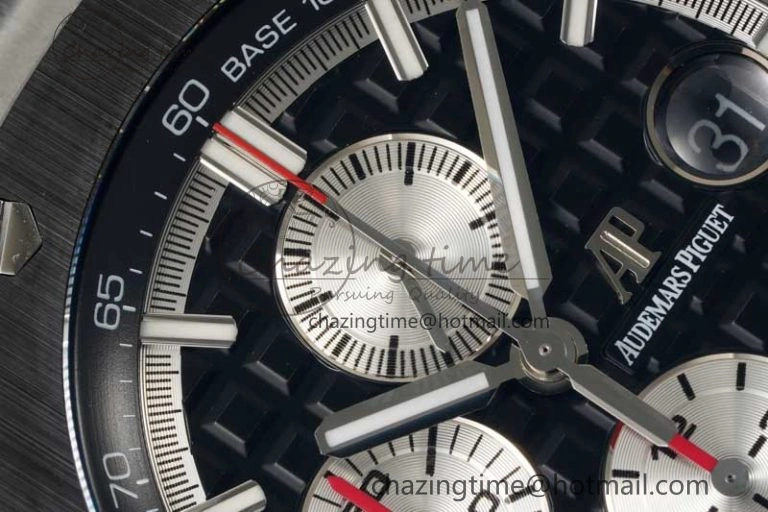 Royal Oak Offshore 44mm SS Black Ceramic Bezel BVF Best Edition Black Silver Dial on Rubber Strap A3126