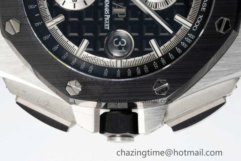 Royal Oak Offshore 44mm SS Black Ceramic Bezel BVF Best Edition Black Silver Dial on Rubber Strap A3126