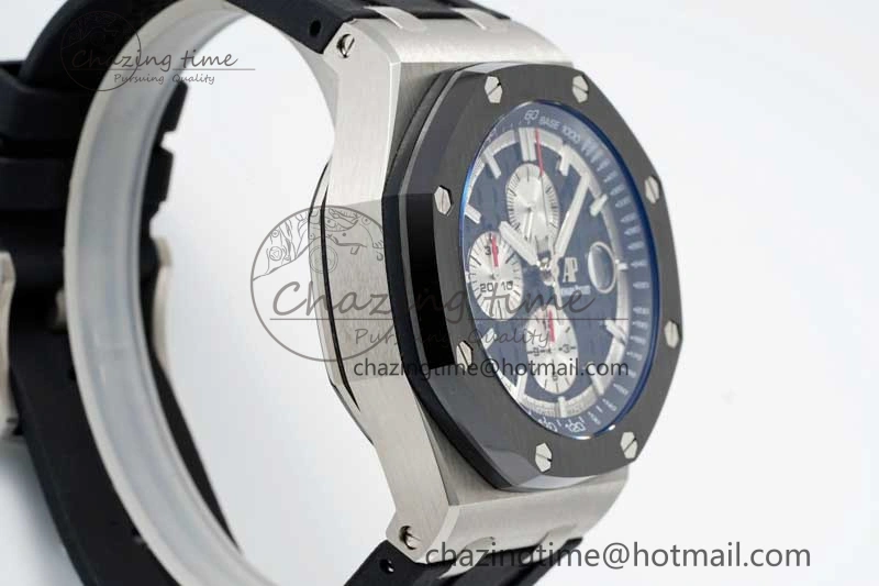 Royal Oak Offshore 44mm SS Black Ceramic Bezel BVF Best Edition Black Silver Dial on Rubber Strap A3126